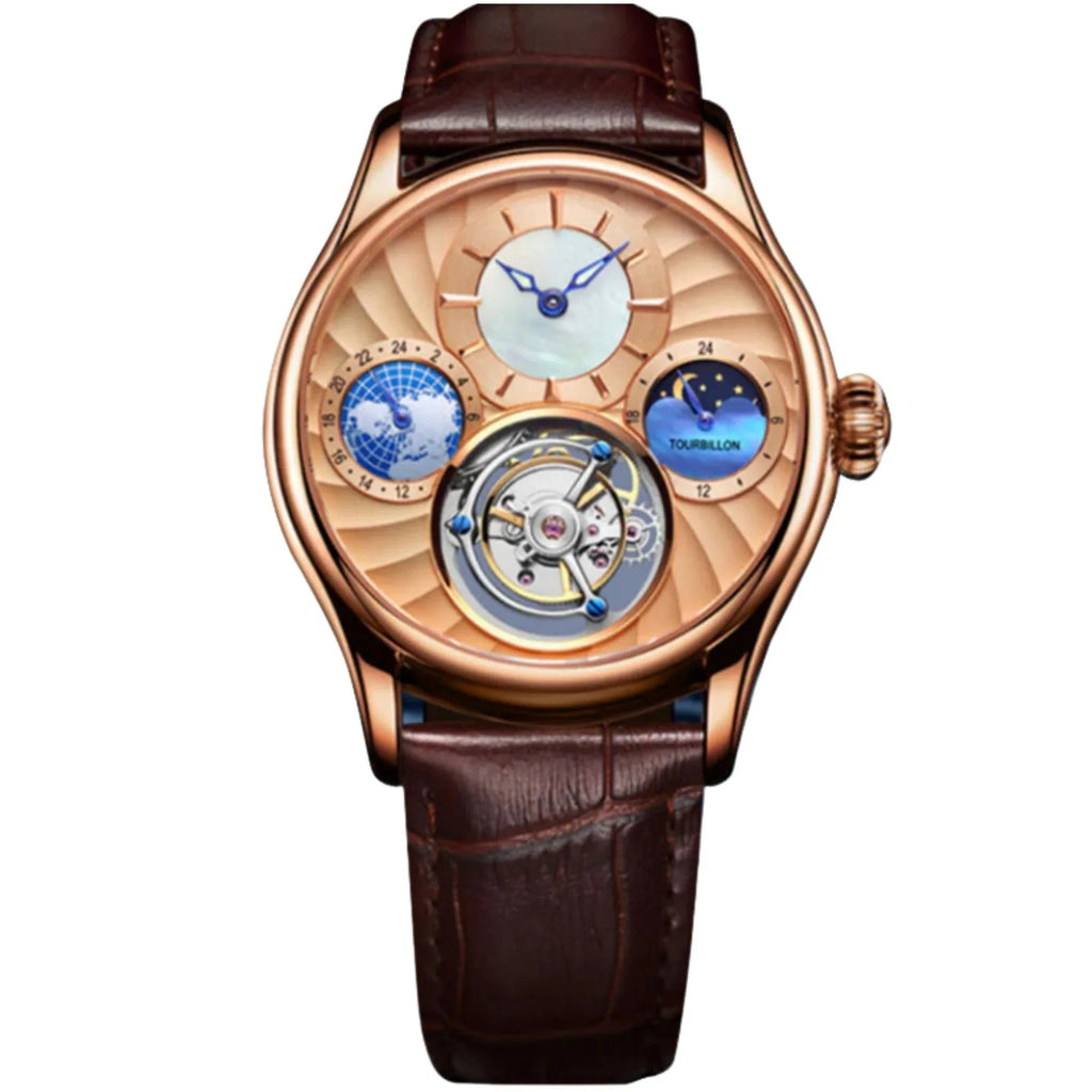 Aesop GMT Tourbillon Pearl Dial Multifunction watch 7017 - DREAM WATCHES