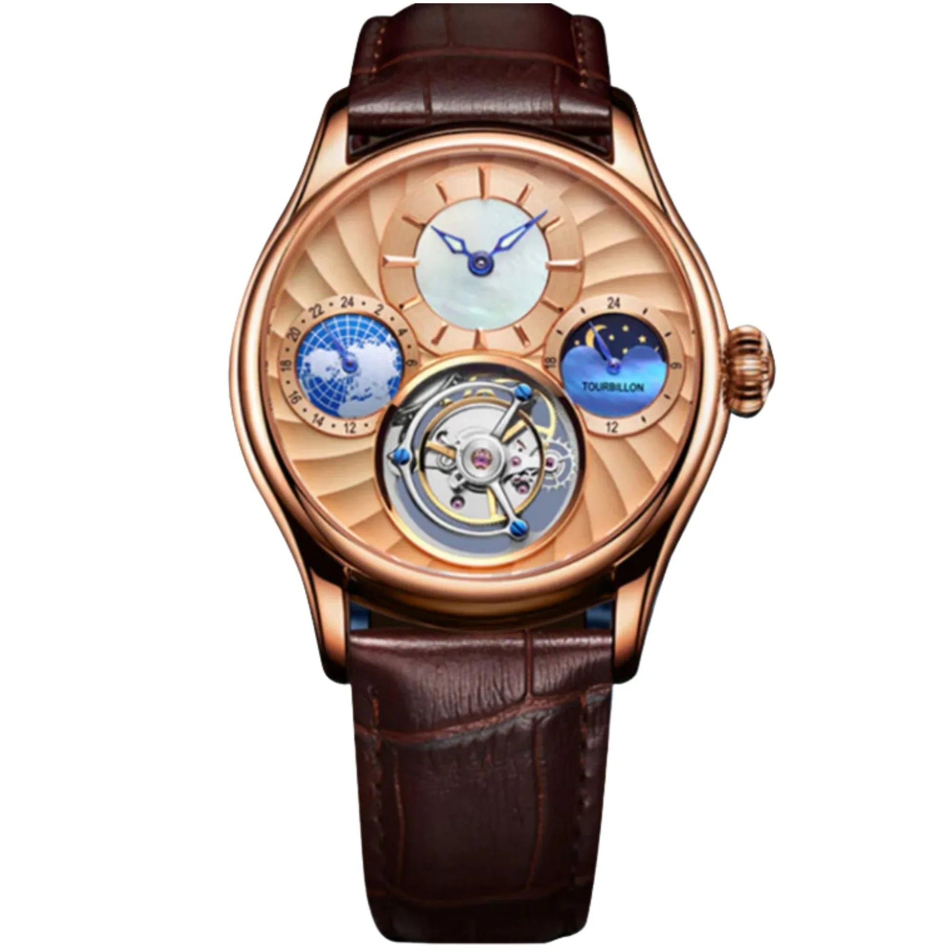 Aesop GMT Tourbillon Pearl Dial Multifunction watch 7017 - DREAM WATCHES