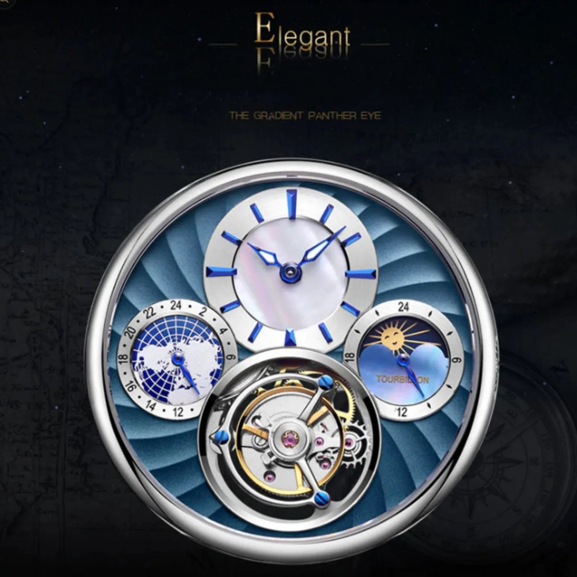 Aesop GMT Tourbillon Pearl Dial Multifunction watch 7017 - DREAM WATCHES