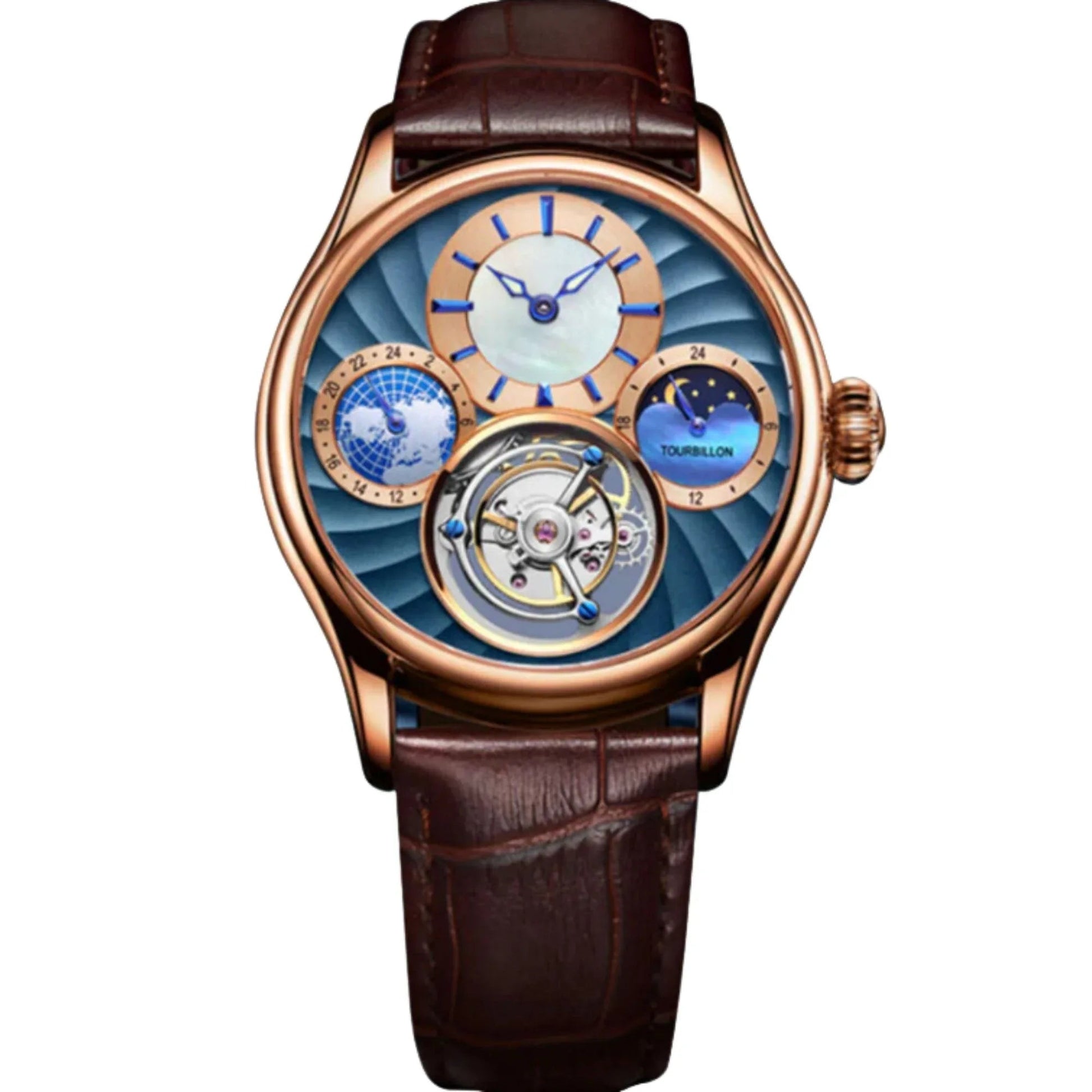 Aesop GMT Tourbillon Pearl Dial Multifunction watch 7017 - DREAM WATCHES