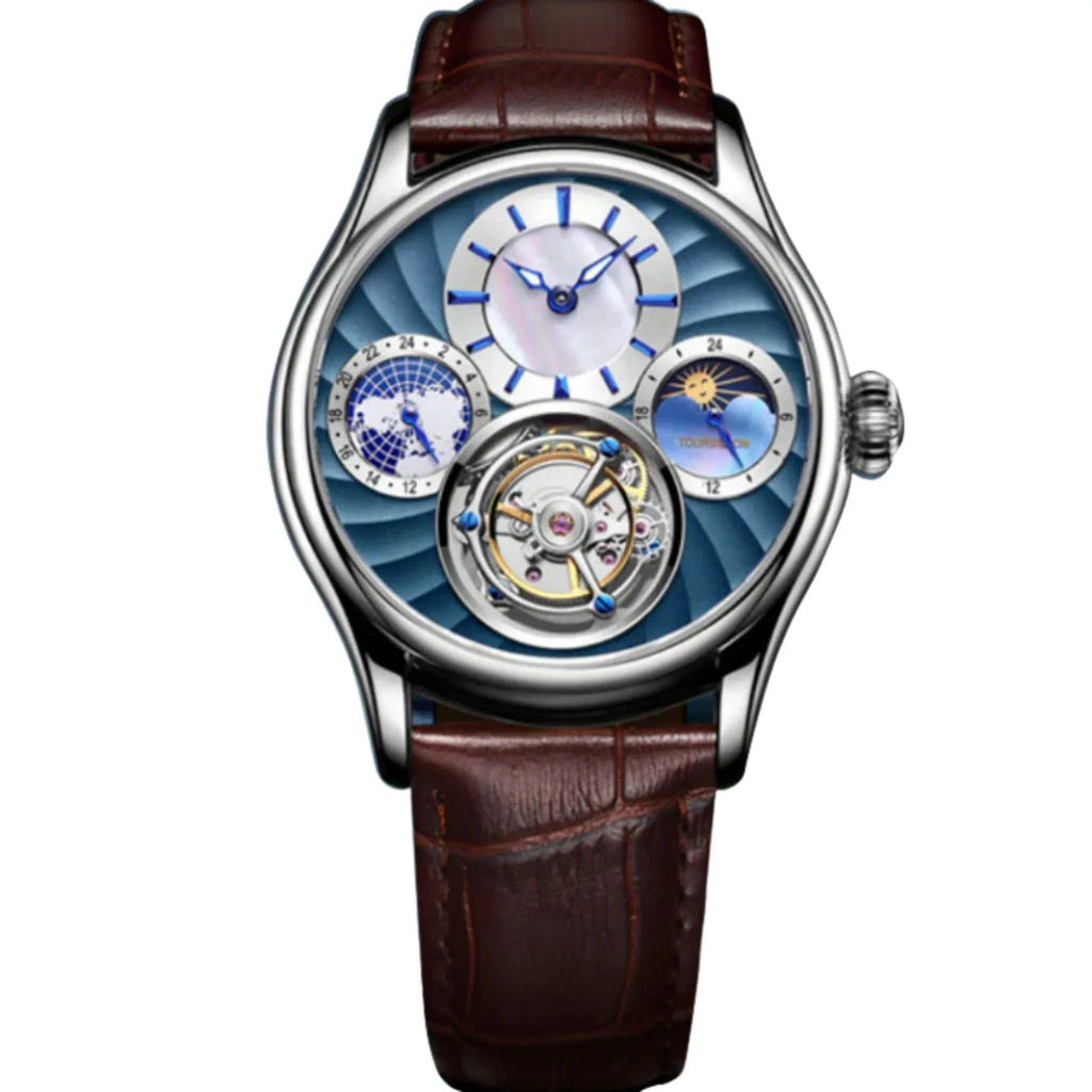 Aesop GMT Tourbillon Pearl Dial Multifunction watch 7017 - DREAM WATCHES