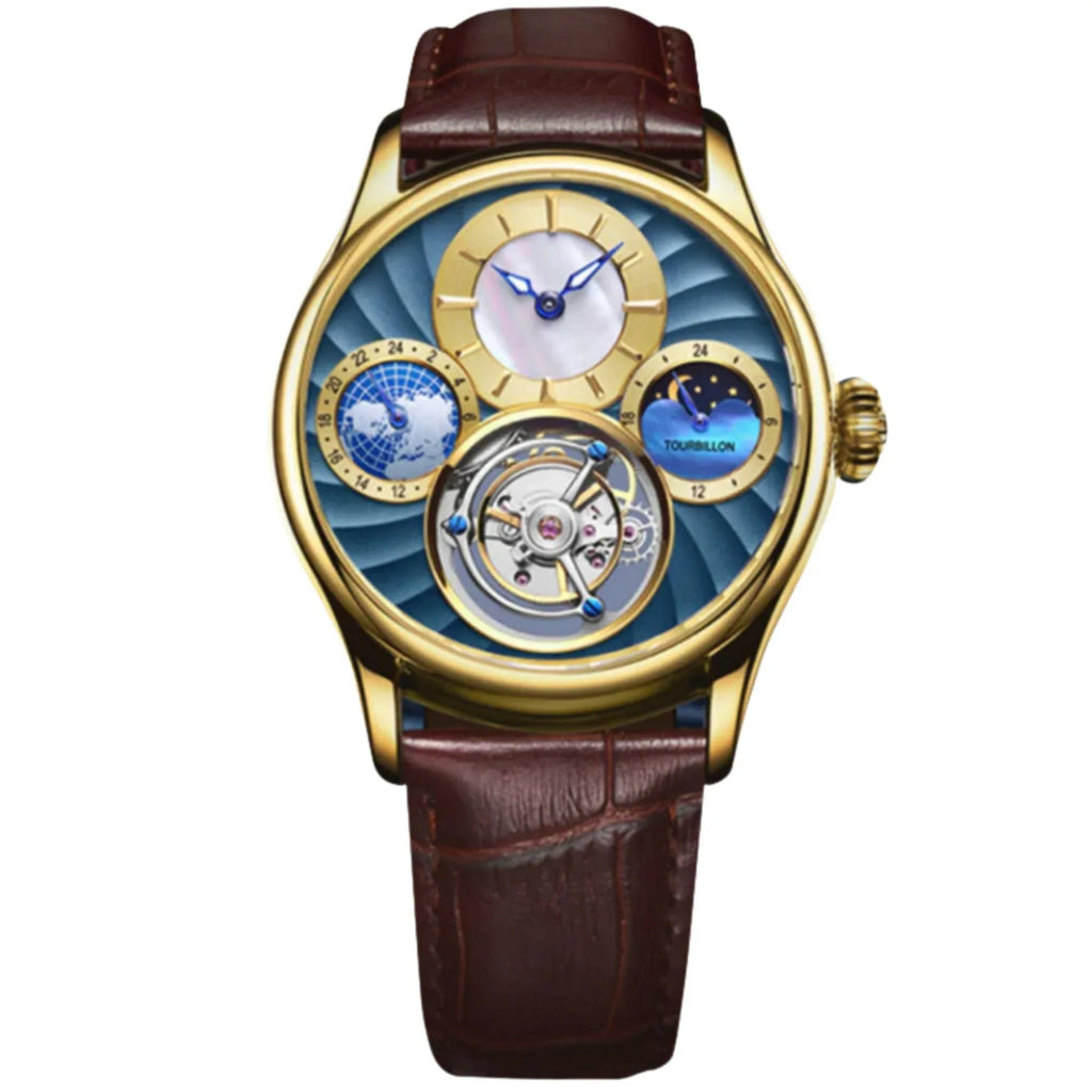 Aesop GMT Tourbillon Pearl Dial Multifunction watch 7017 - DREAM WATCHES