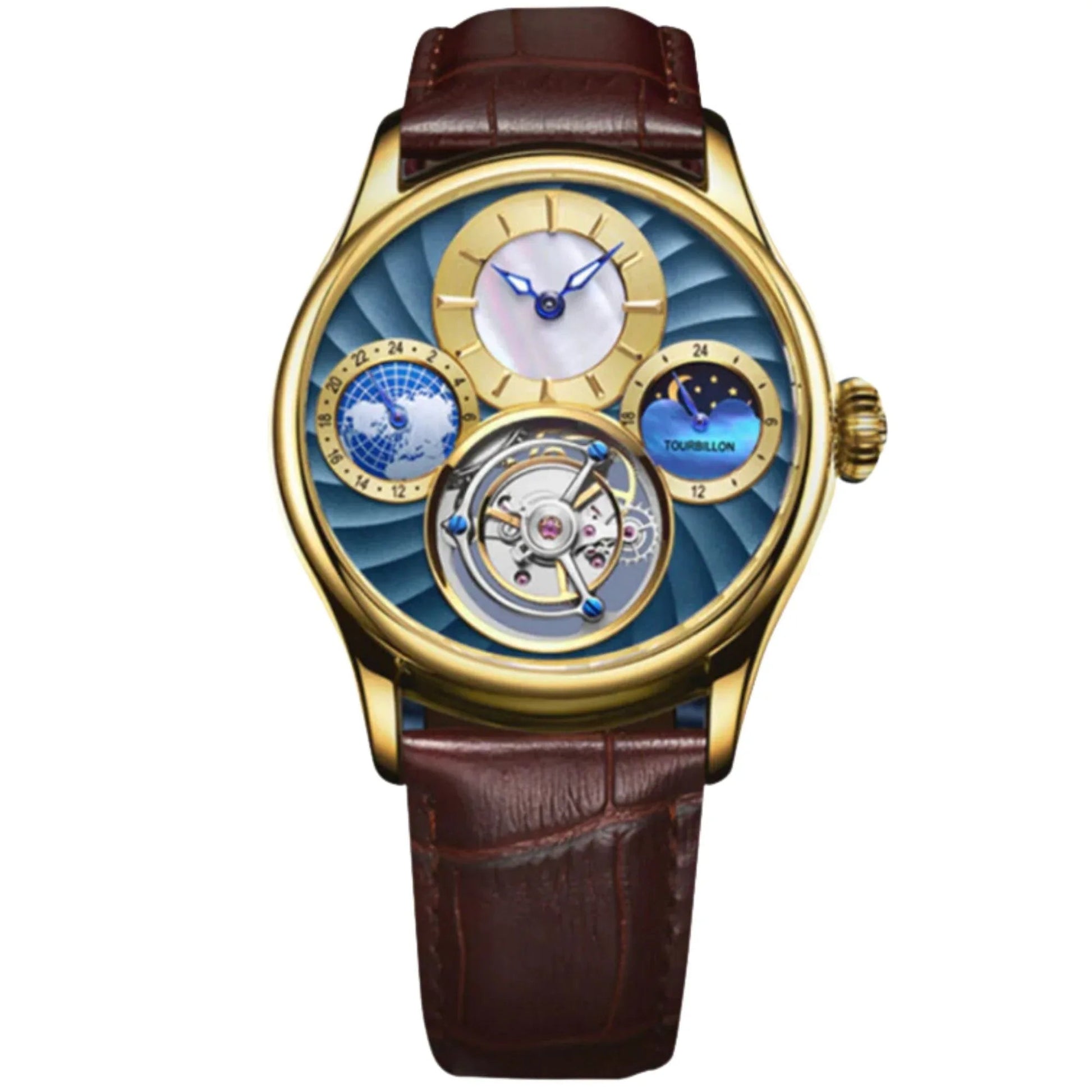Aesop GMT Tourbillon Pearl Dial Multifunction watch 7017 - DREAM WATCHES