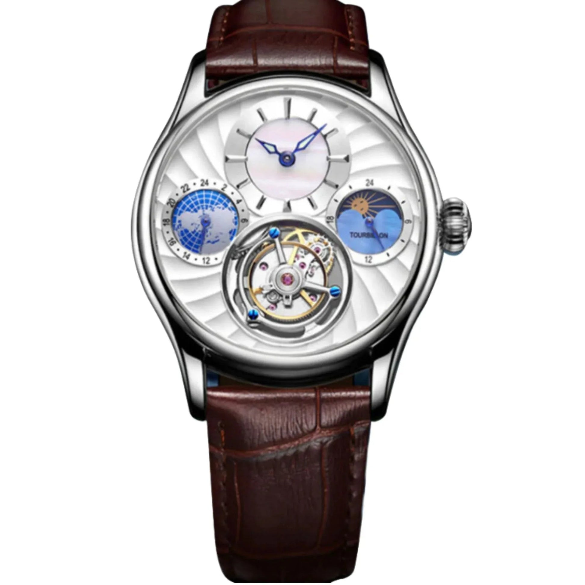 Aesop GMT Tourbillon Pearl Dial Multifunction watch 7017 - DREAM WATCHES