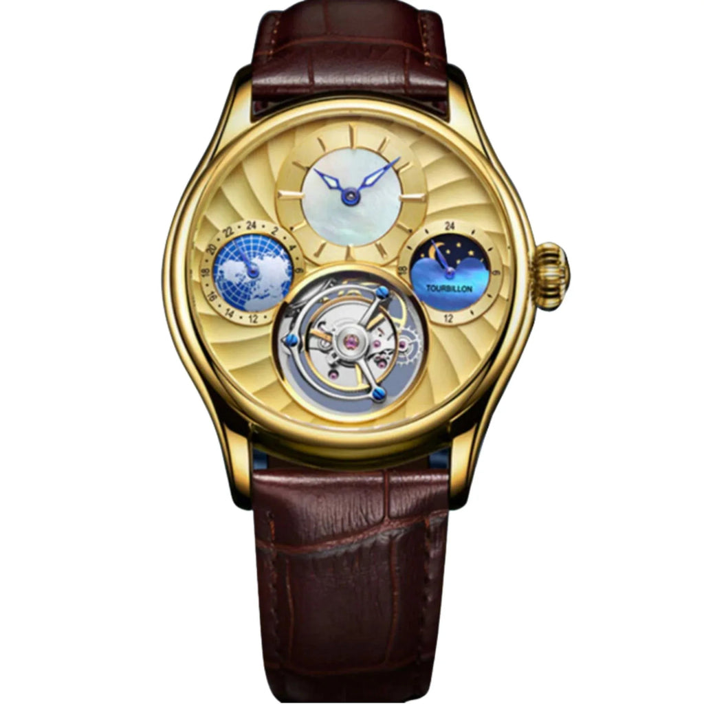 Aesop GMT Tourbillon Pearl Dial Multifunction watch 7017 - DREAM WATCHES