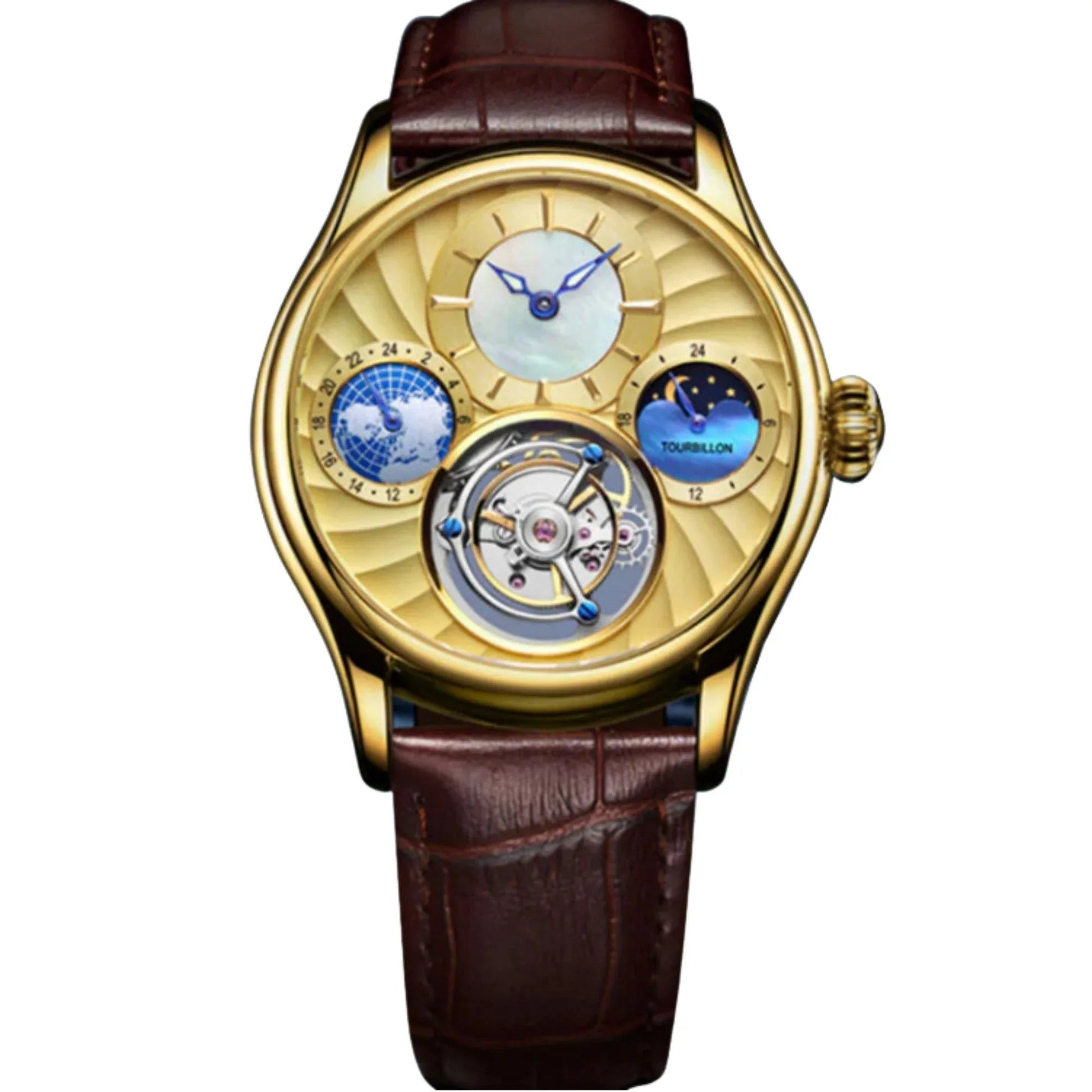 Aesop GMT Tourbillon Pearl Dial Multifunction watch 7017 - DREAM WATCHES