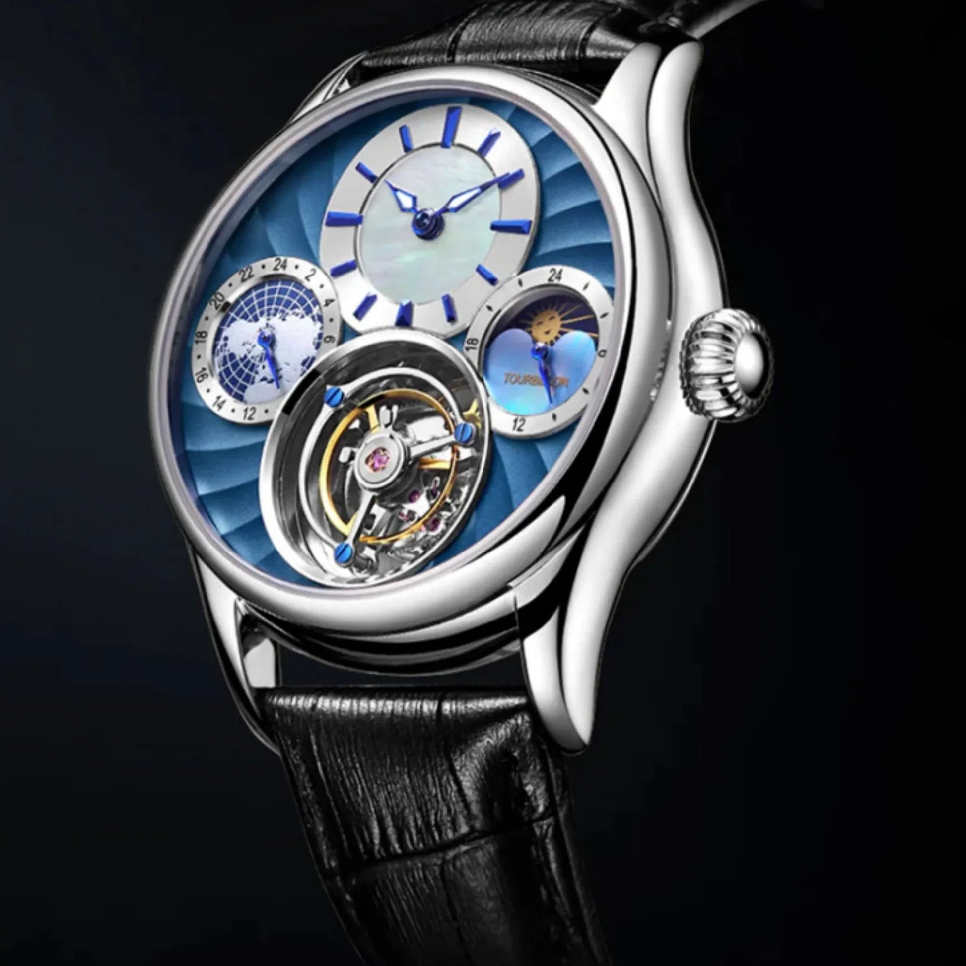 Aesop GMT Tourbillon Pearl Dial Multifunction watch 7017 - DREAM WATCHES