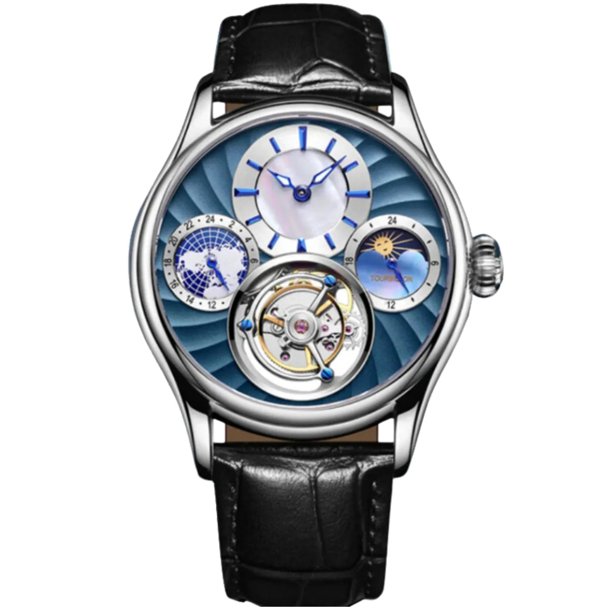 Aesop GMT Tourbillon Pearl Dial Multifunction watch 7017 - DREAM WATCHES
