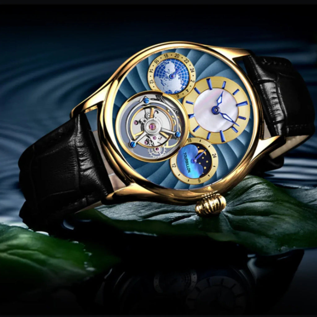 Aesop GMT Tourbillon Pearl Dial Multifunction watch 7017 - DREAM WATCHES