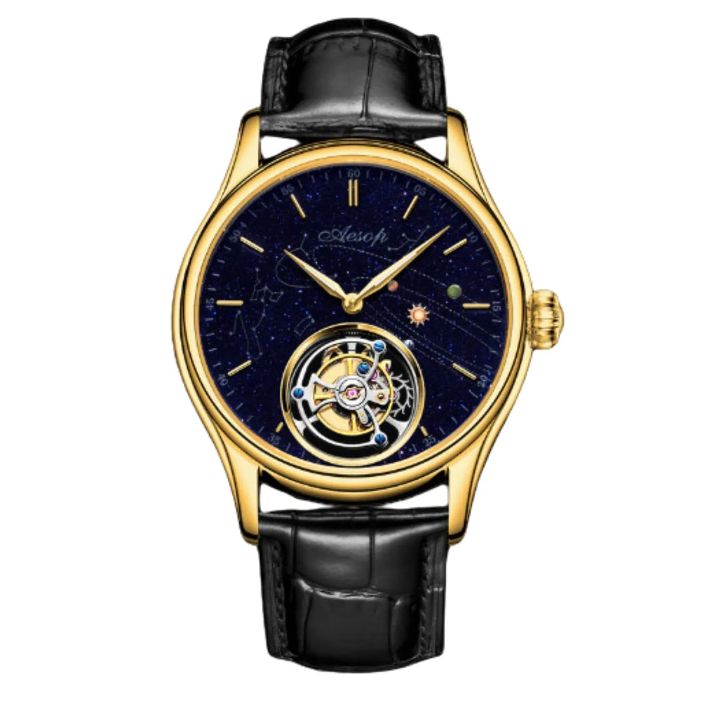 AESOP Mens Luxury Real Flying Tourbillon Mechanical Sapphire Waterproof Watch Skeleton Watches for Men Wristwatches Male Clock 7025 - DREAM WATCHES