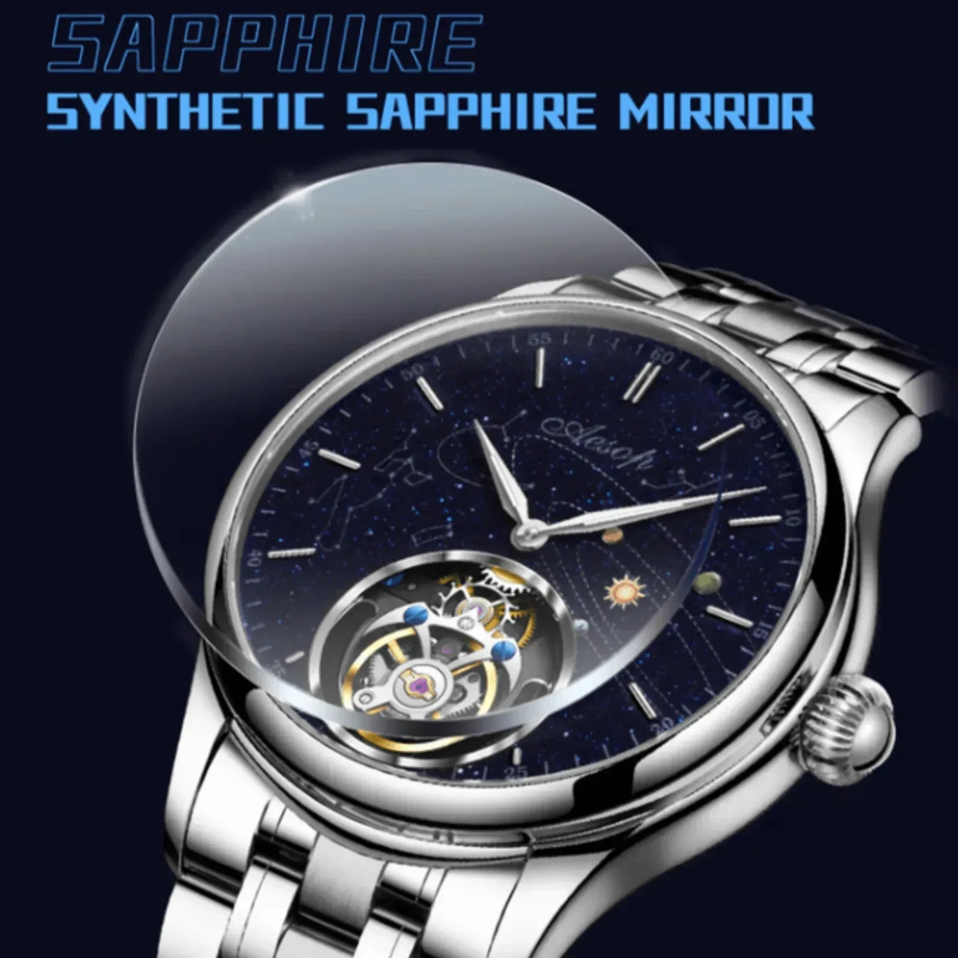 AESOP Mens Luxury Real Flying Tourbillon Mechanical Watches for Men 7025 - DREAM WATCHES