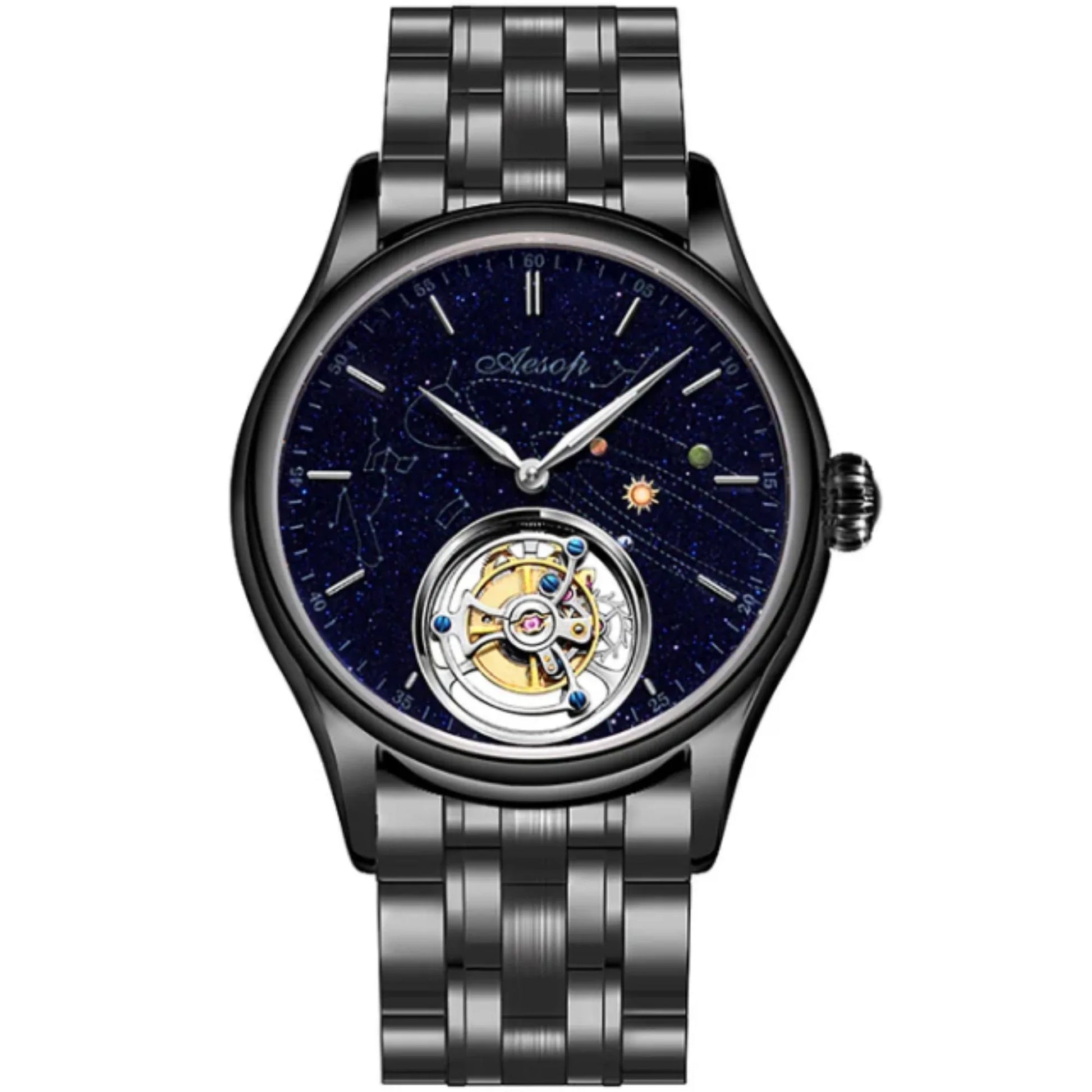 AESOP Mens Luxury Real Flying Tourbillon Mechanical Watches for Men 7025 - DREAM WATCHES
