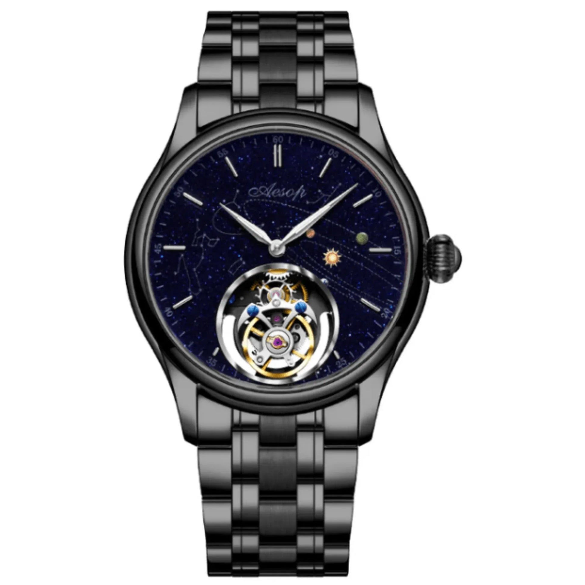 AESOP Mens Luxury Real Tourbillon Mechanical Sapphire Waterproof Watch 7049 - DREAM WATCHES