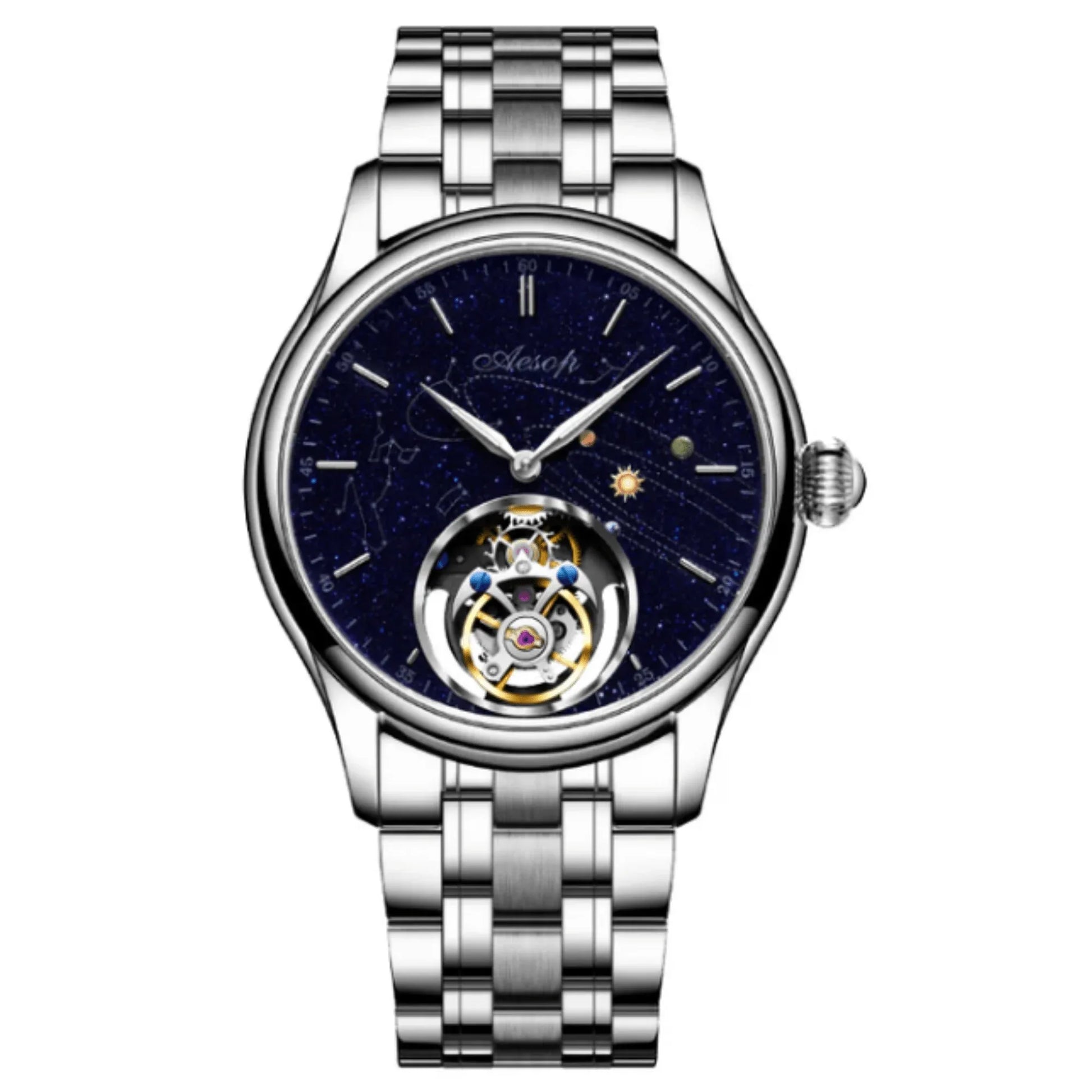 AESOP Mens Luxury Real Tourbillon Mechanical Sapphire Waterproof Watch 7049 - DREAM WATCHES