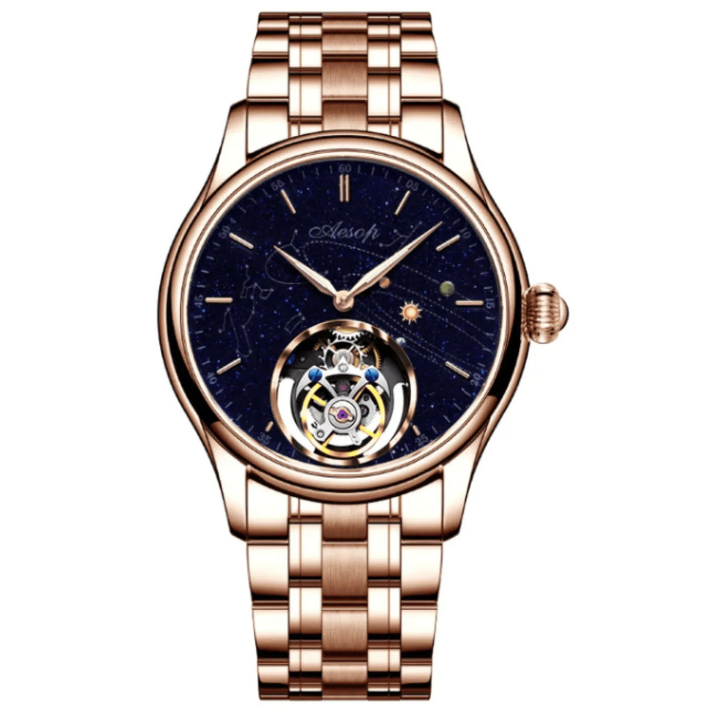 AESOP Mens Luxury Real Tourbillon Mechanical Sapphire Waterproof Watch 7049 - DREAM WATCHES