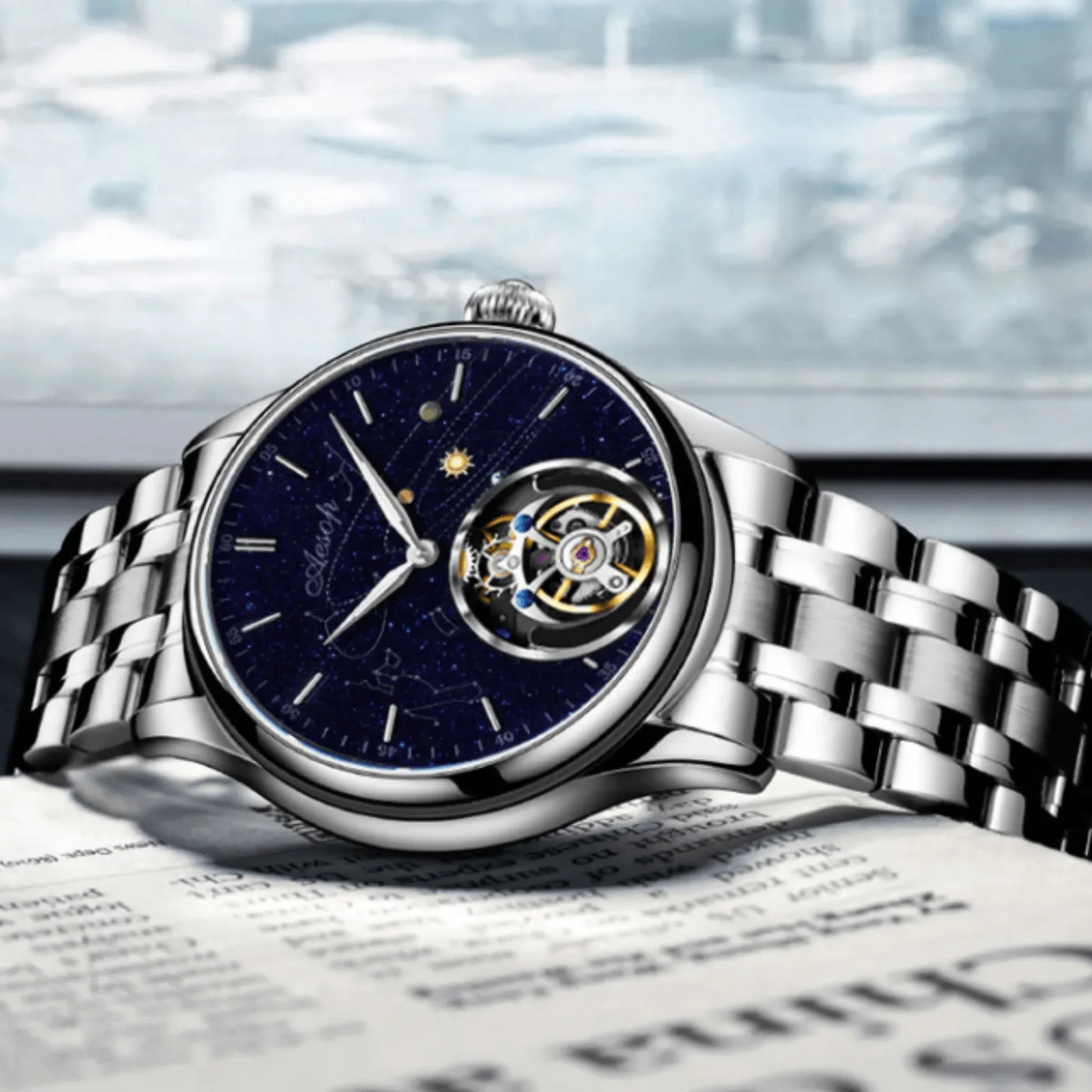 AESOP Mens Luxury Real Tourbillon Mechanical Sapphire Waterproof Watch 7049 - DREAM WATCHES