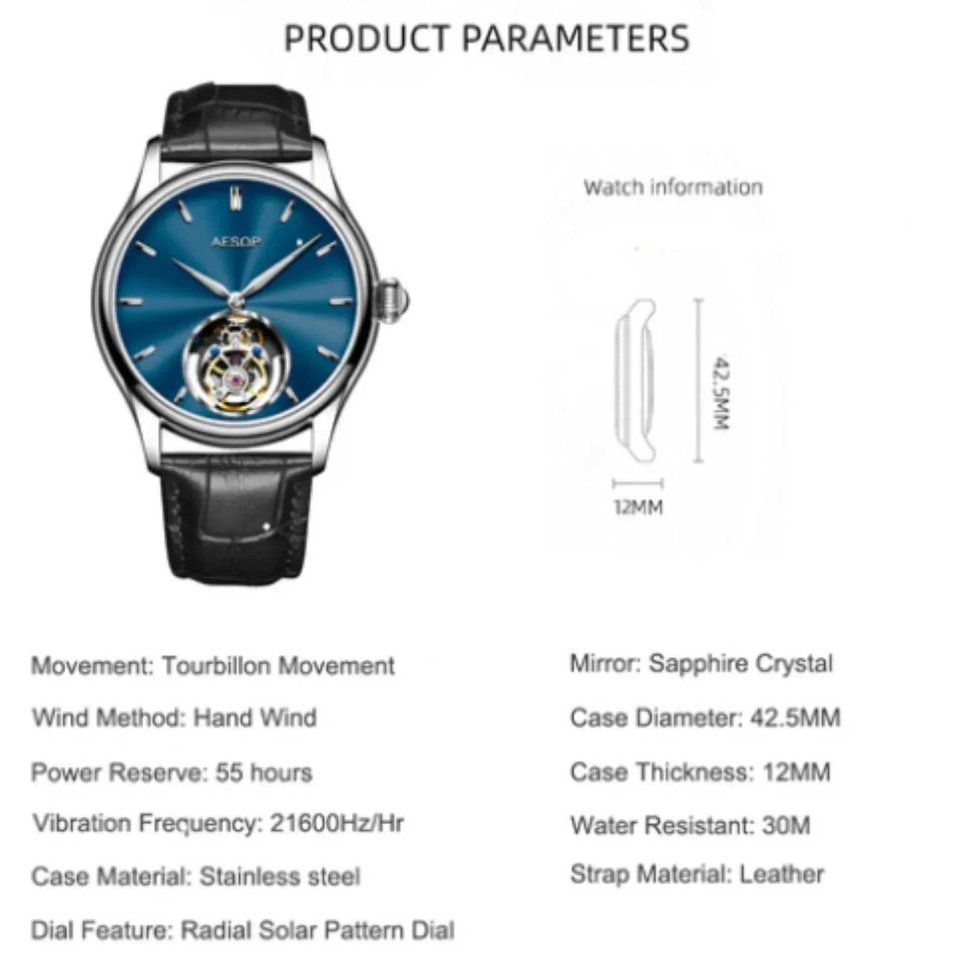 AESOP Original diamond tourbillon movement watch 7040 - DREAM WATCHES