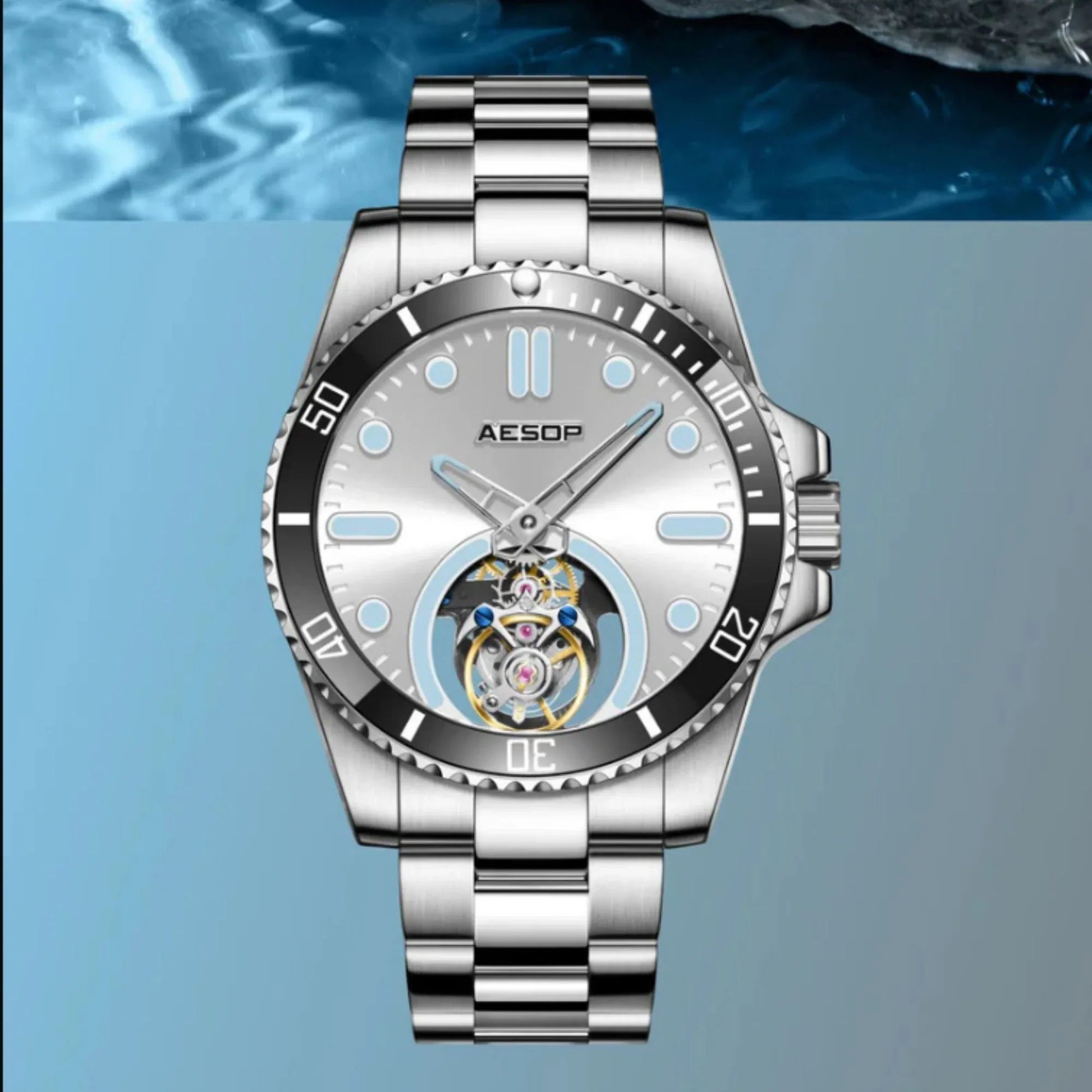 AESOP Original Tourbillon Ceramic Bezel Swiss Luminous Watch 7060 - DREAM WATCHES