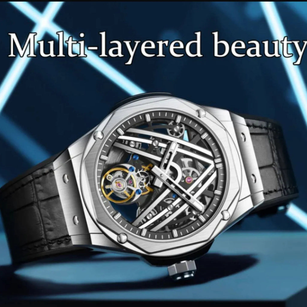 Aesop Original Tourbillon Movement U Shaped Dial Automatic Tourbillon Watch 7070 - Black Accents - DREAM WATCHES