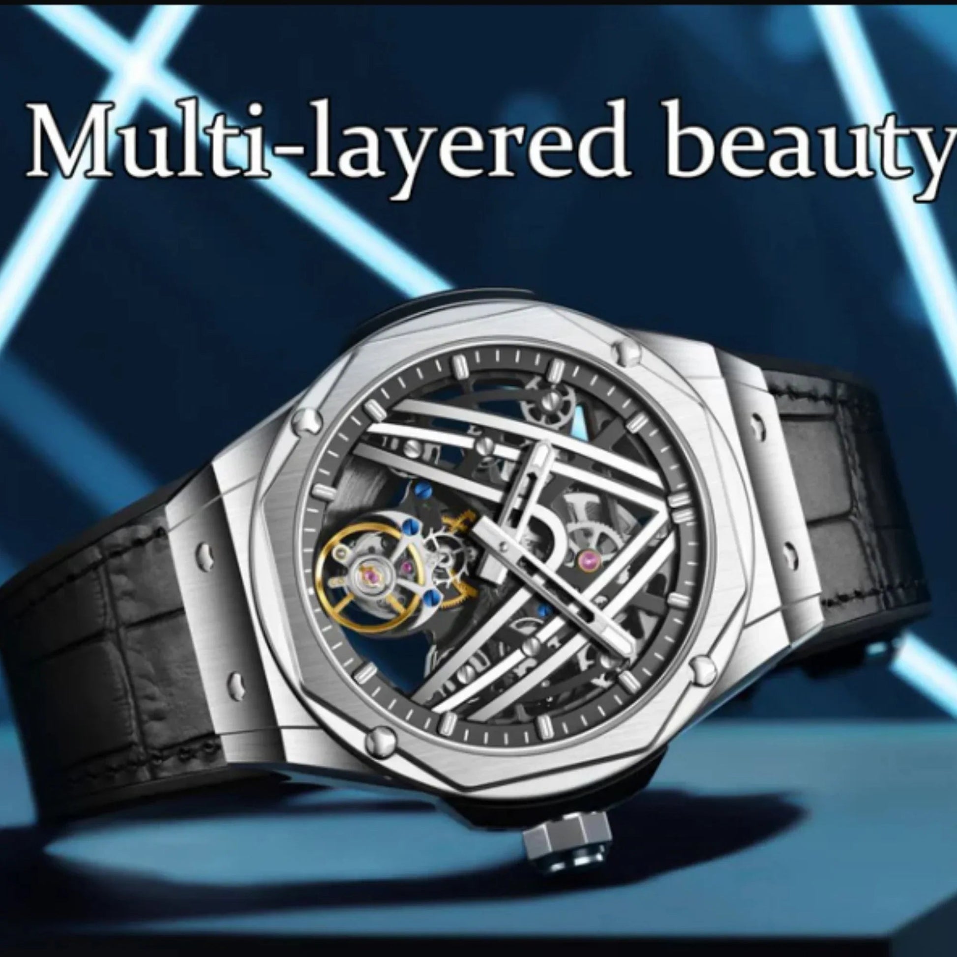 Aesop Original Tourbillon Movement U Shaped Dial Automatic Tourbillon Watch 7070 - Black Accents - DREAM WATCHES