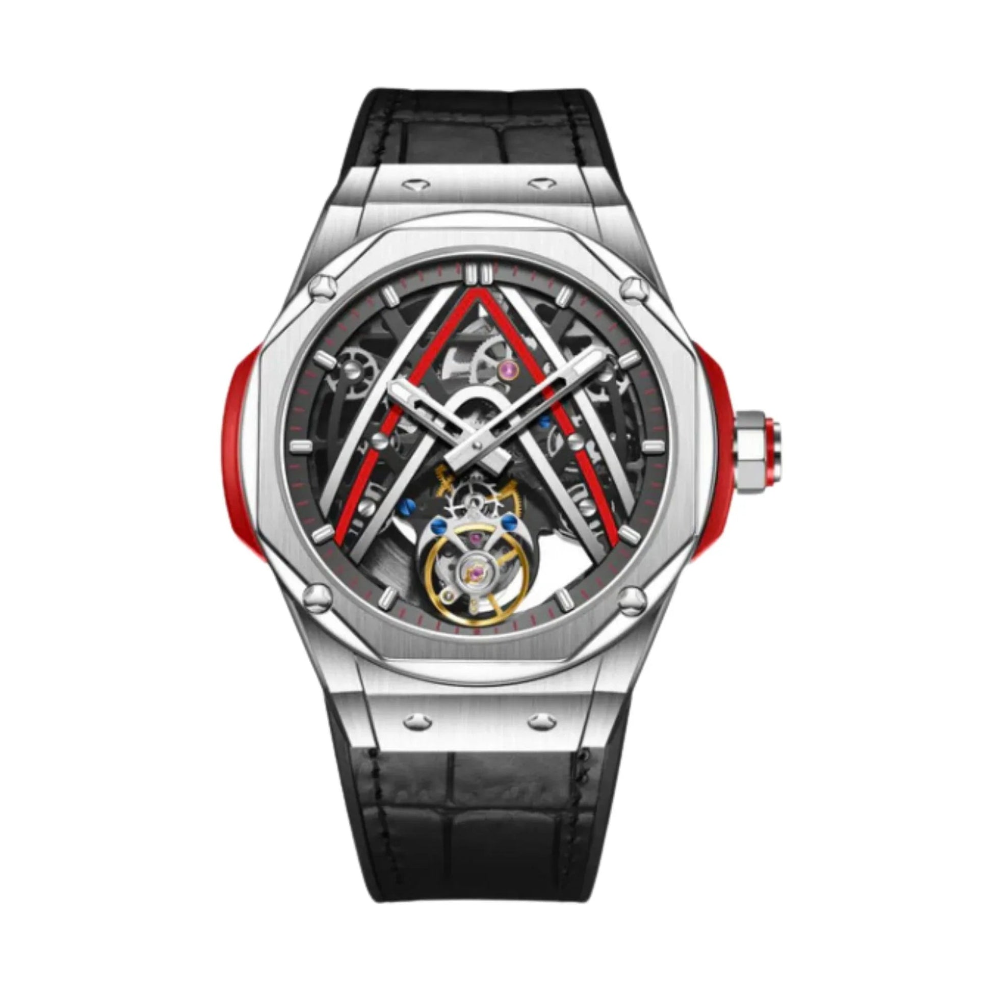 Aesop Original Tourbillon Movement U Shaped Dial Automatic Tourbillon Watch 7070 - Red Accents - DREAM WATCHES