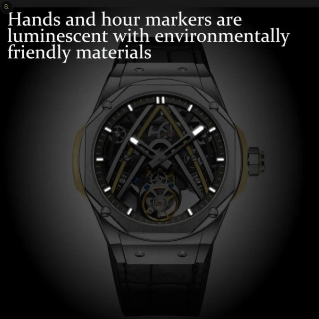 Aesop Original Tourbillon Movement U Shaped Dial Automatic Tourbillon Watch 7070 - Yellow Accents - DREAM WATCHES