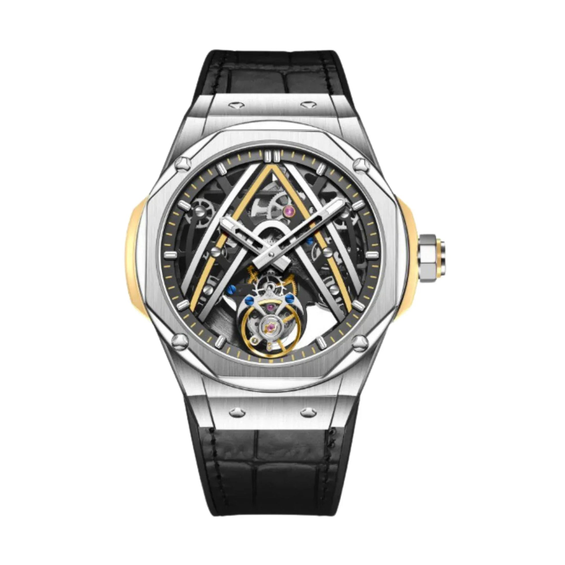 Aesop Original Tourbillon Movement U Shaped Dial Automatic Tourbillon Watch 7070 - Yellow Accents - DREAM WATCHES