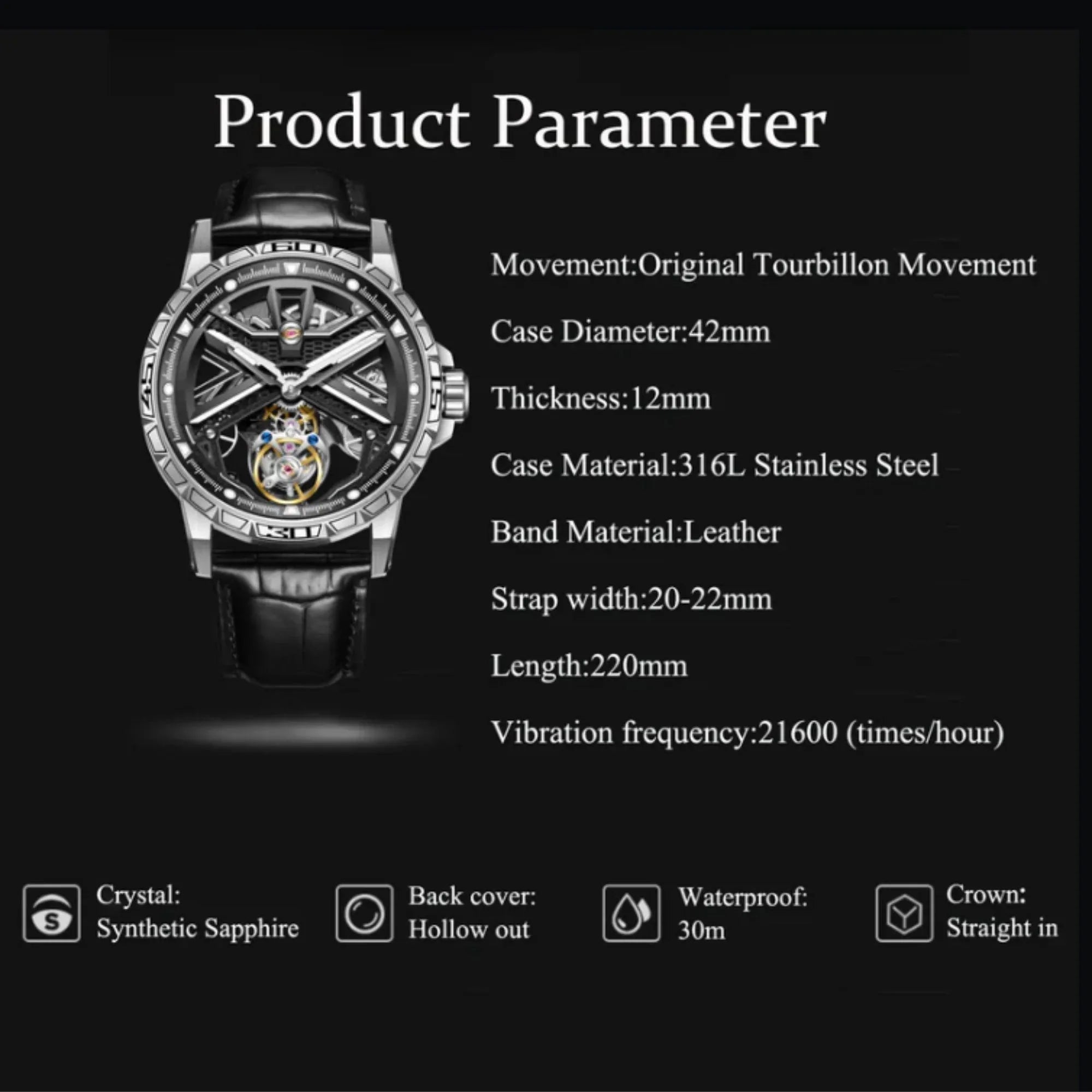 Aesop Original Tourbillon Skeleton Dial Manual Winding Mechanical Wrist Watch 7063 - DREAM WATCHES