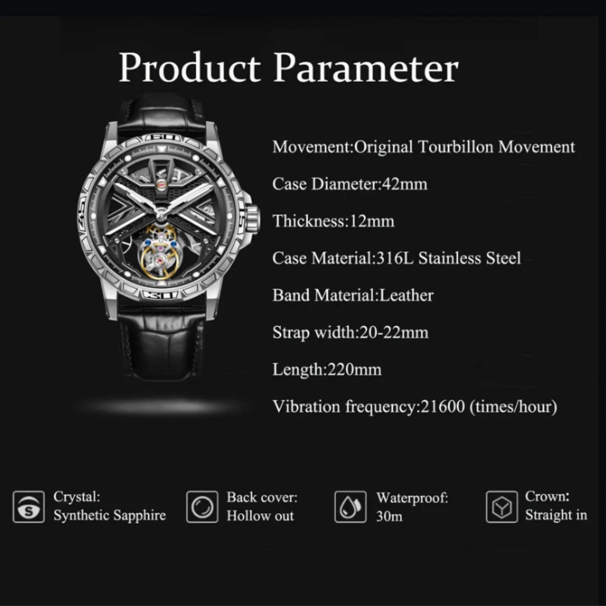 Aesop Original Tourbillon Skeleton Dial Manual Winding Mechanical Wrist Watch 7063 - DREAM WATCHES