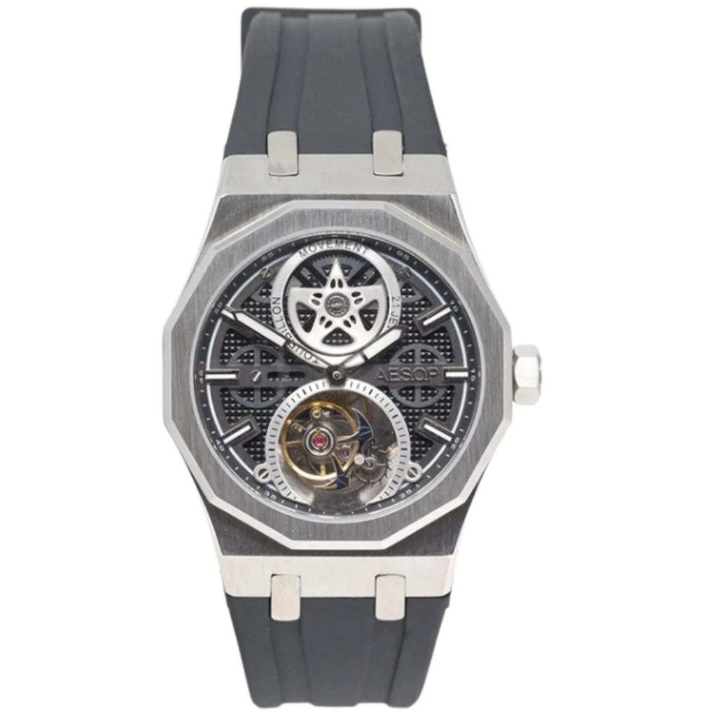 AESOP Skeleton tourbillon movement mechanical men watch 7092 - DREAM WATCHES