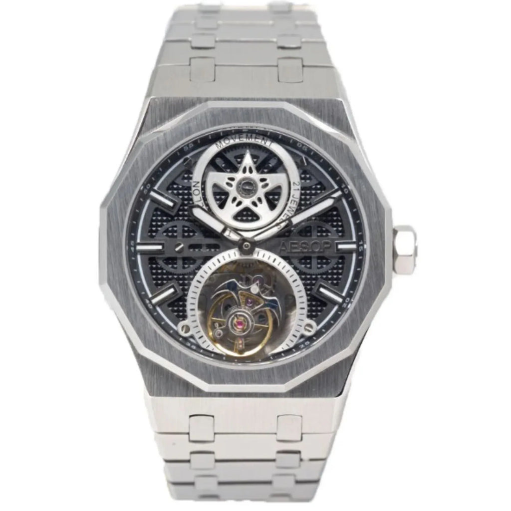 AESOP Skeleton tourbillon movement mechanical men watch 7092 - DREAM WATCHES