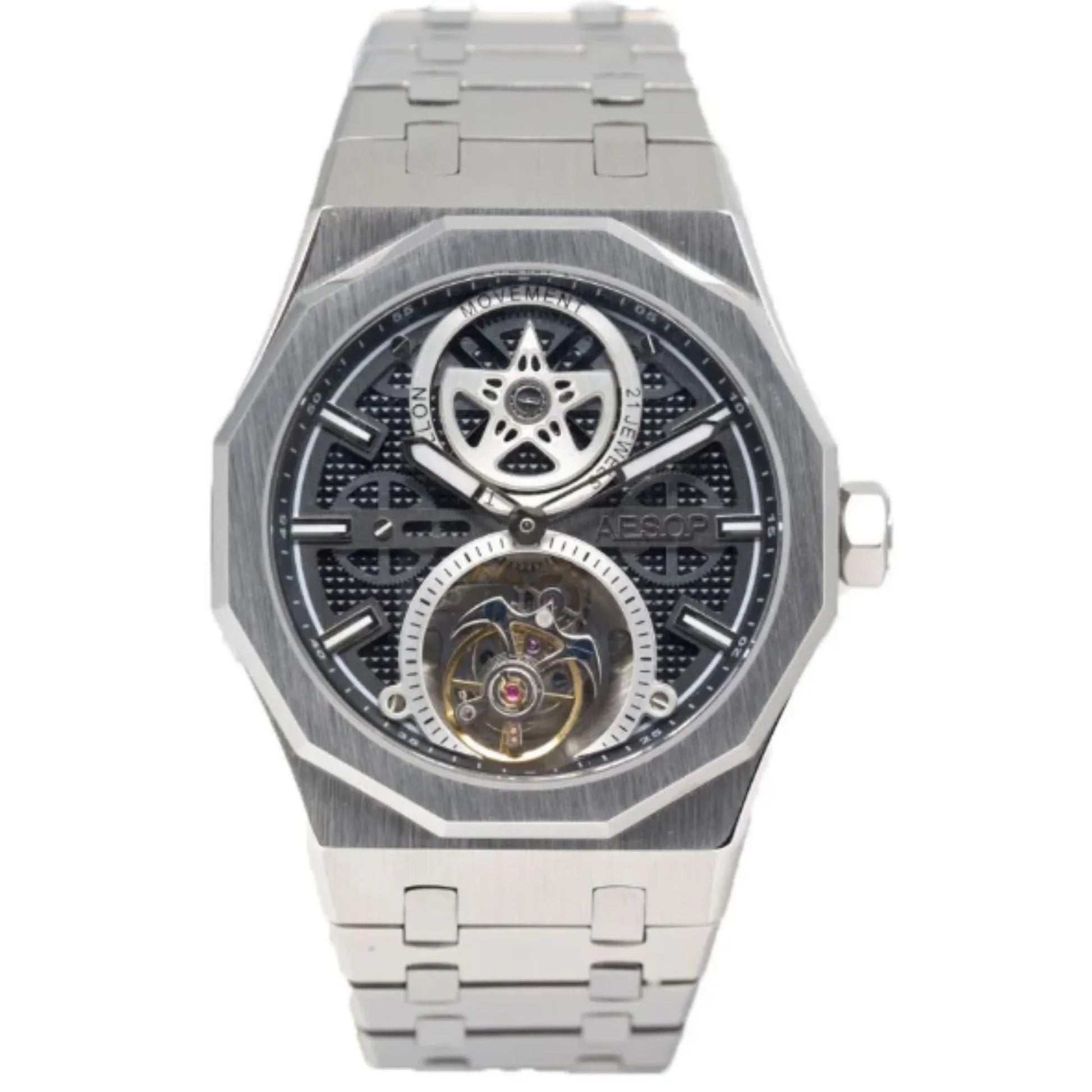 AESOP Skeleton tourbillon movement mechanical men watch 7092 - DREAM WATCHES