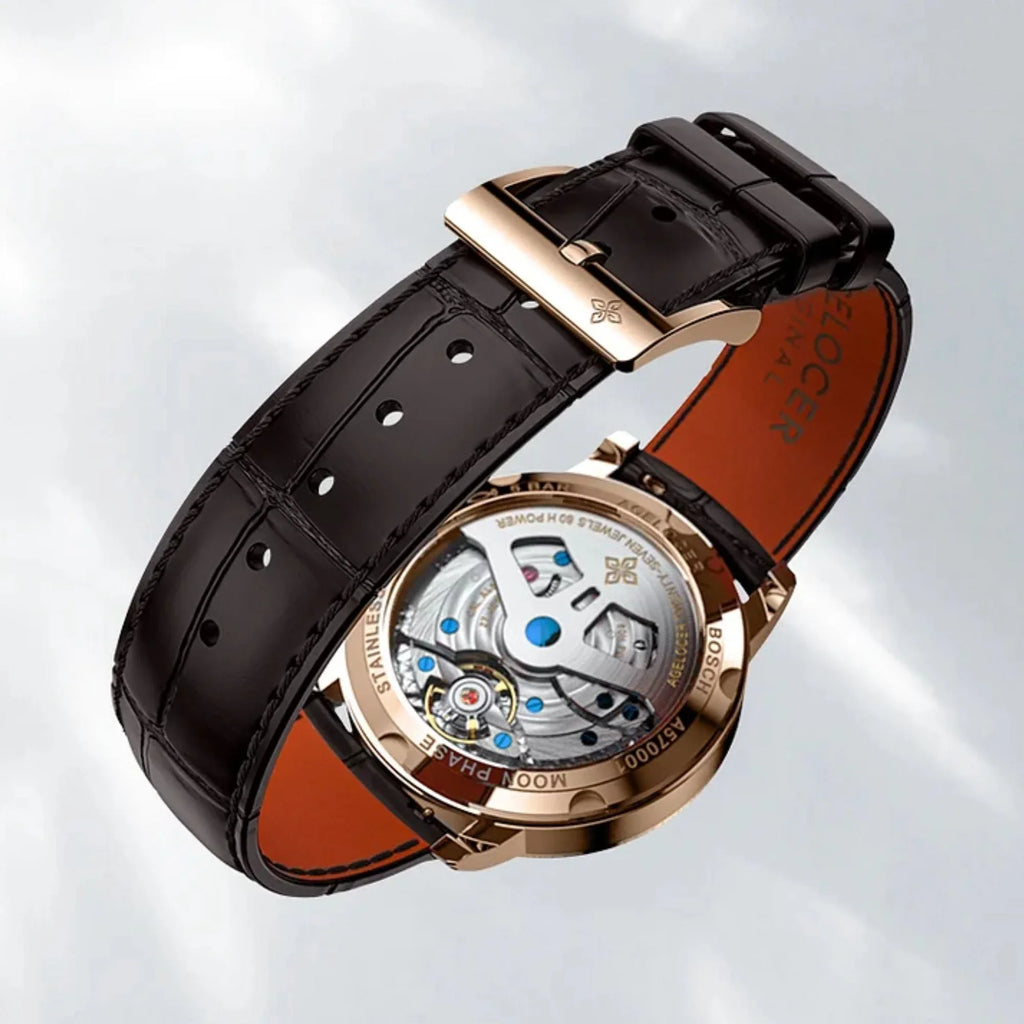 Agelocer Astronomer Men's Automatic Mechanical Glaxy Moonphase Watch - DREAM WATCHES