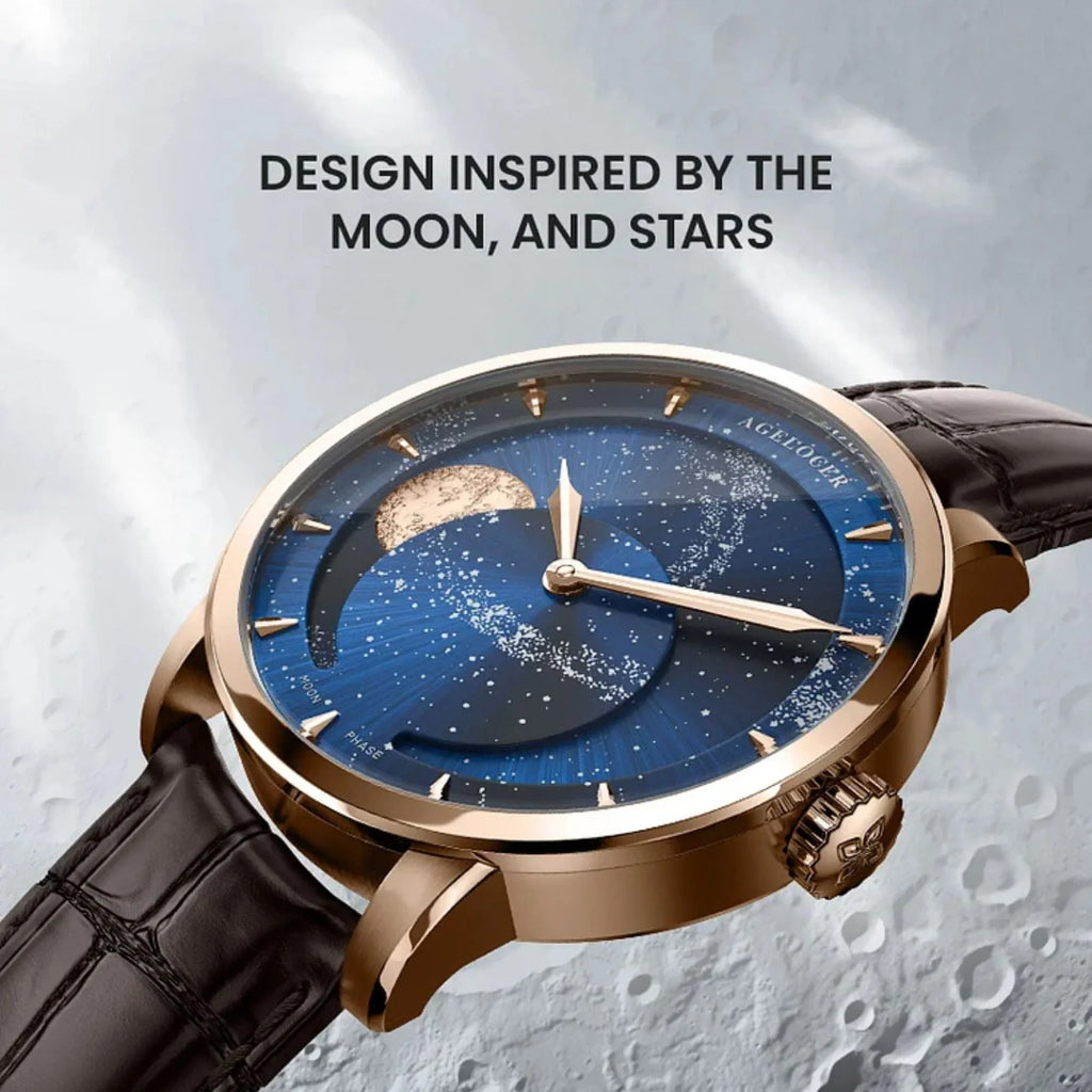 Agelocer Astronomer Men's Automatic Mechanical Glaxy Moonphase Watch - DREAM WATCHES