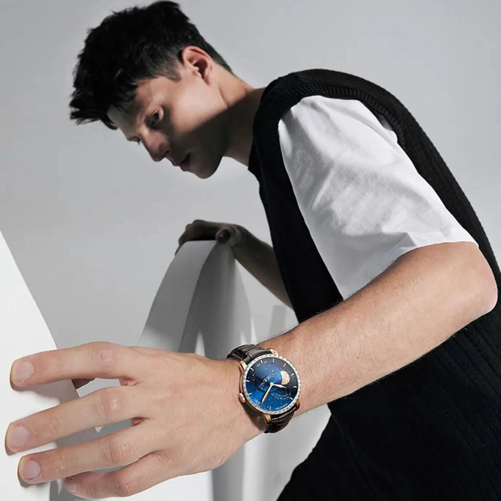 Agelocer Astronomer Men's Automatic Mechanical Glaxy Moonphase Watch - DREAM WATCHES