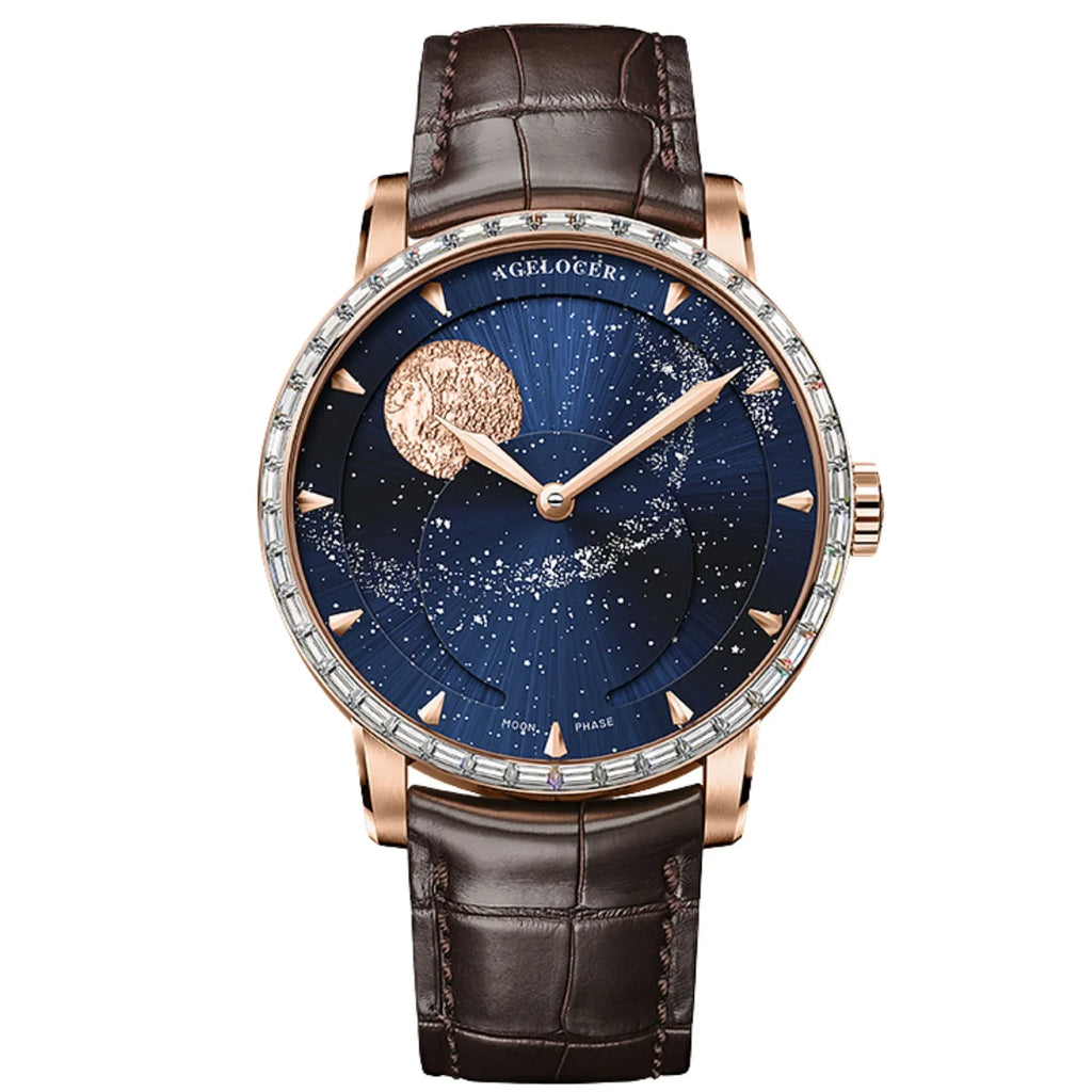 Agelocer Astronomer Men's Automatic Mechanical Glaxy Moonphase Watch - DREAM WATCHES