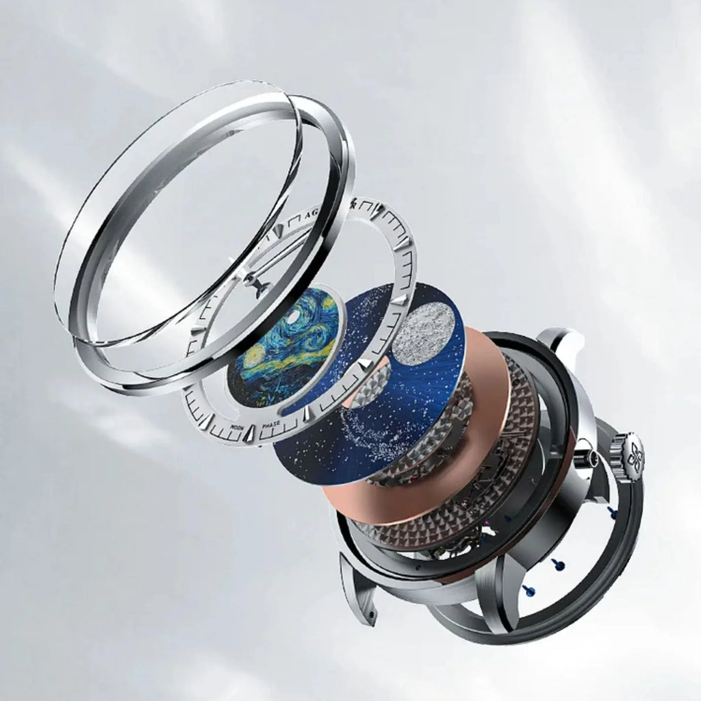 Agelocer Astronomer Men's Automatic Mechanical Glaxy Moonphase Watch - DREAM WATCHES