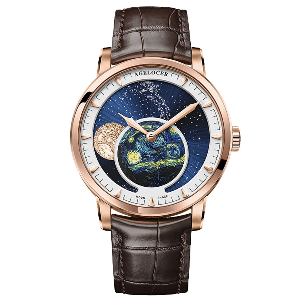 Agelocer Astronomer Men's Automatic Mechanical Glaxy Moonphase Watch - DREAM WATCHES