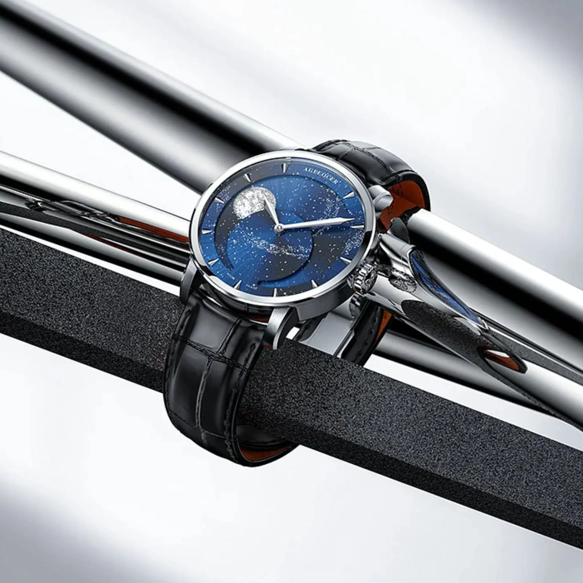 Agelocer Astronomer Men's Automatic Mechanical Glaxy Moonphase Watch - DREAM WATCHES