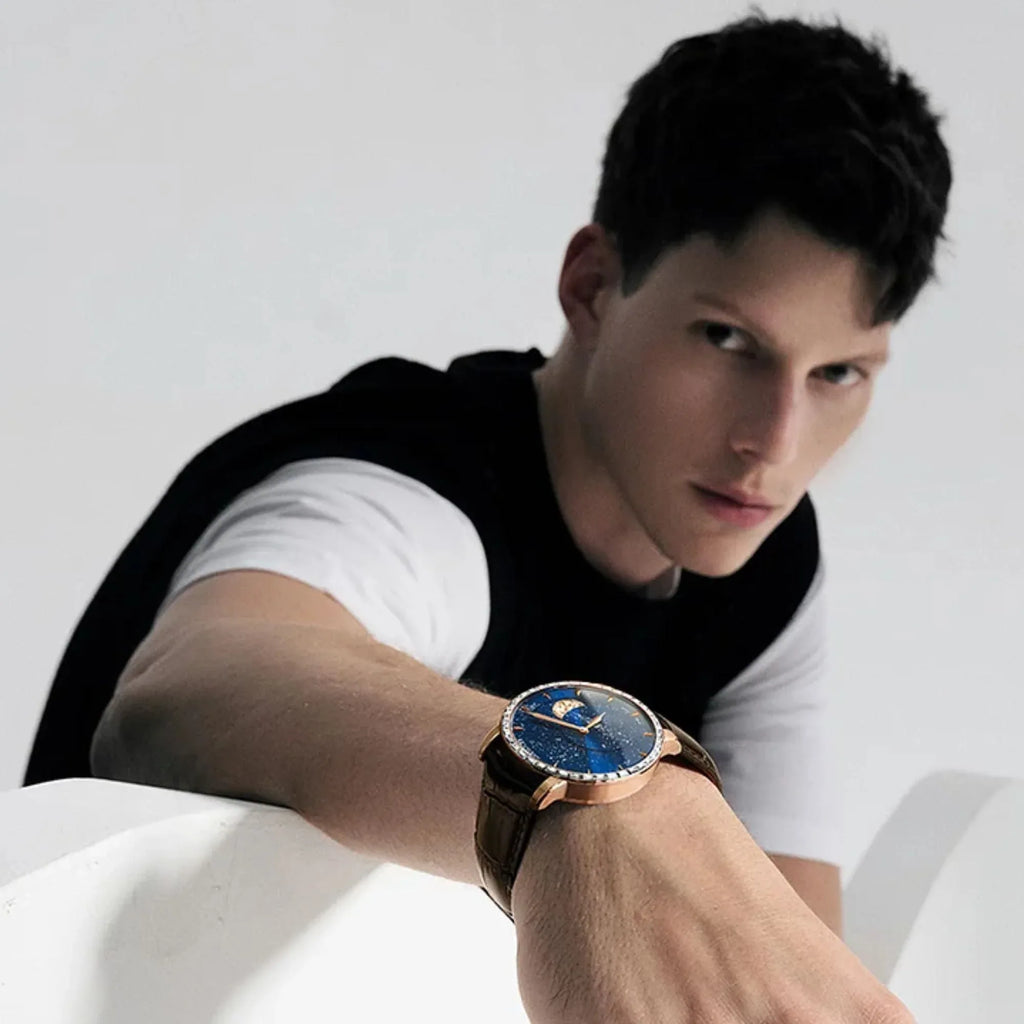 Agelocer Astronomer Men's Automatic Mechanical Glaxy Moonphase Watch - DREAM WATCHES