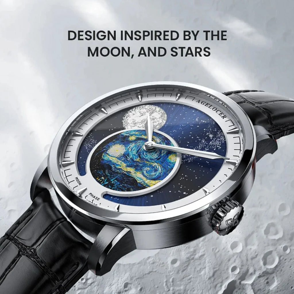 Agelocer Astronomer Men's Automatic Mechanical Glaxy Moonphase Watch - DREAM WATCHES