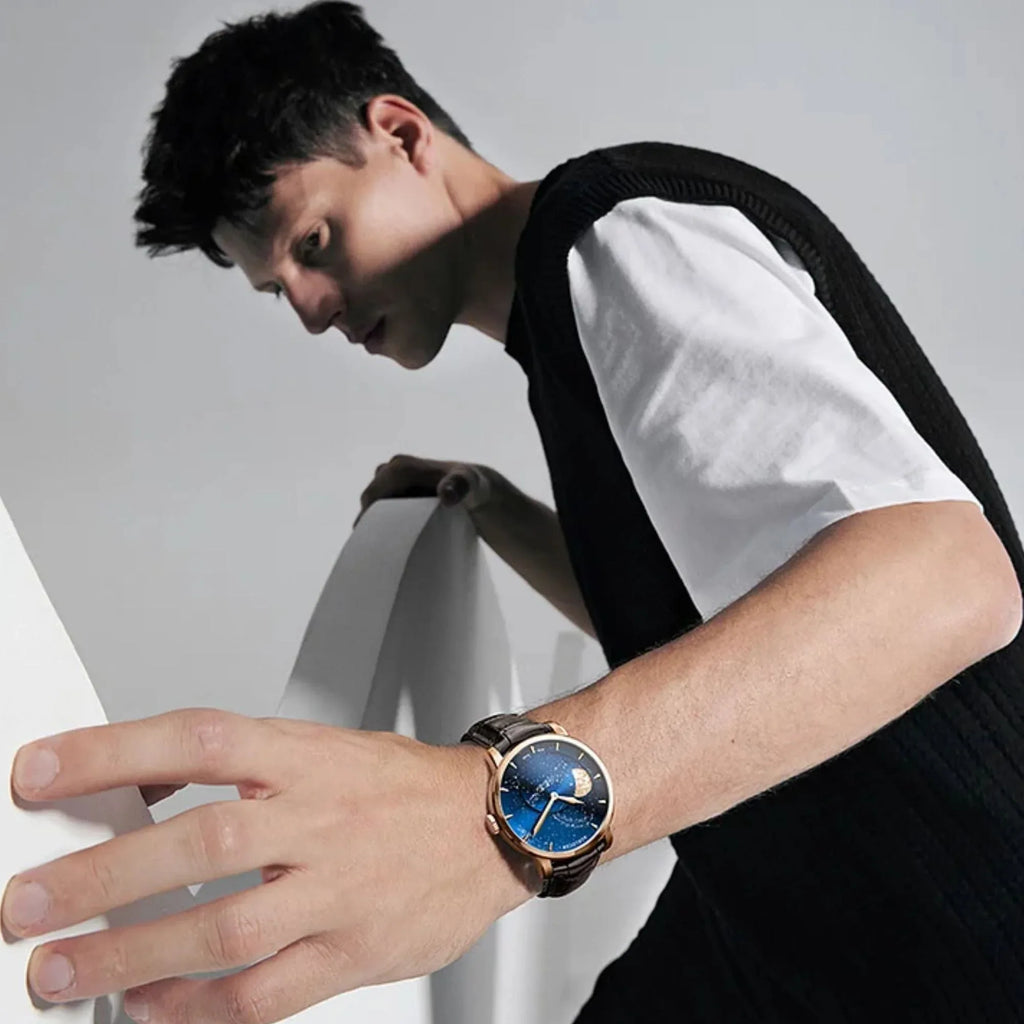 Agelocer Astronomer Men's Automatic Mechanical Glaxy Moonphase Watch - DREAM WATCHES