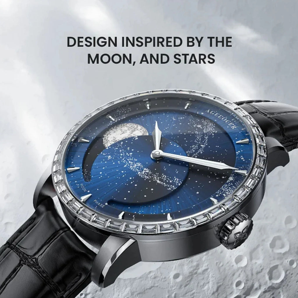Agelocer Astronomer Men's Automatic Mechanical Glaxy Moonphase Watch - DREAM WATCHES
