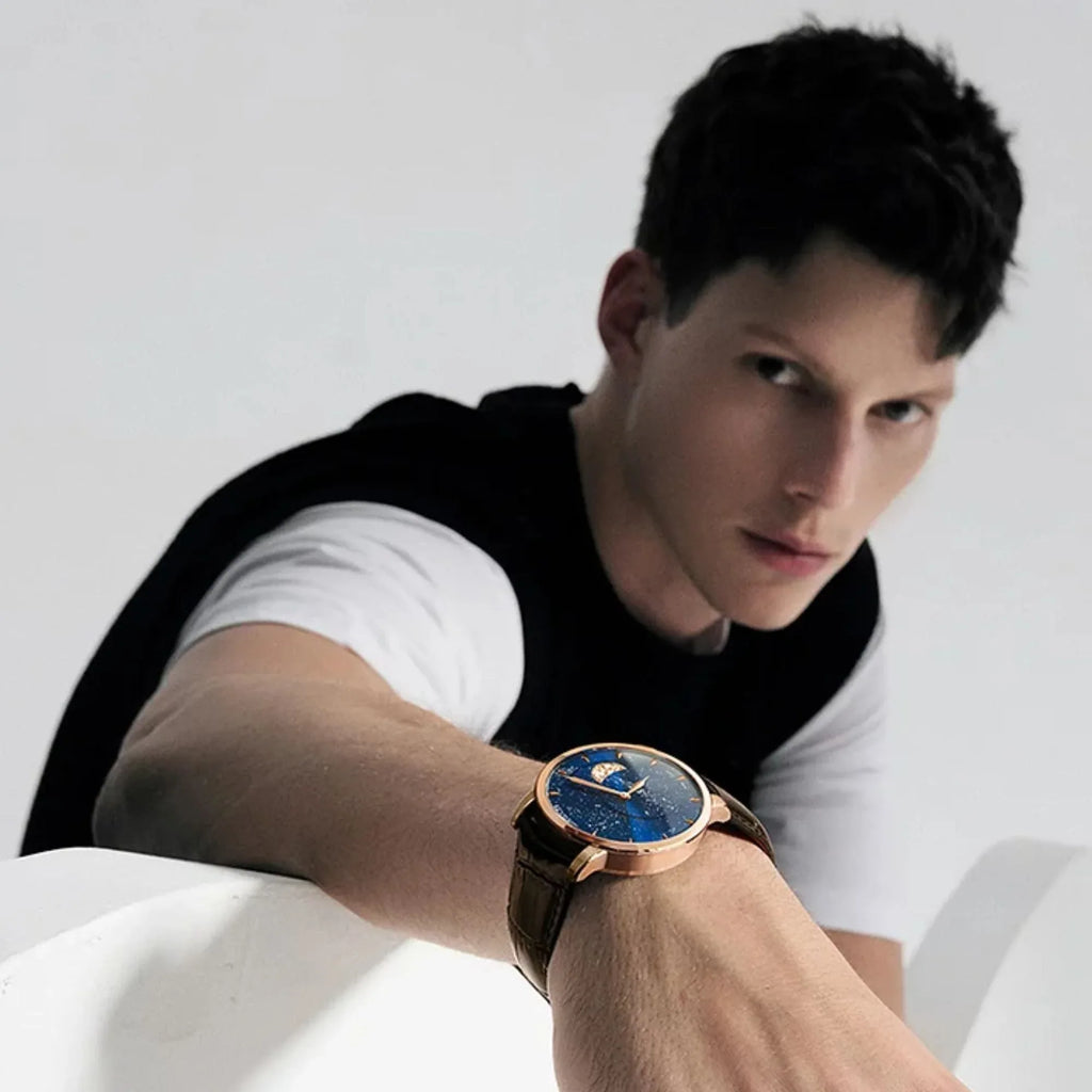Agelocer Astronomer Men's Automatic Mechanical Glaxy Moonphase Watch - DREAM WATCHES
