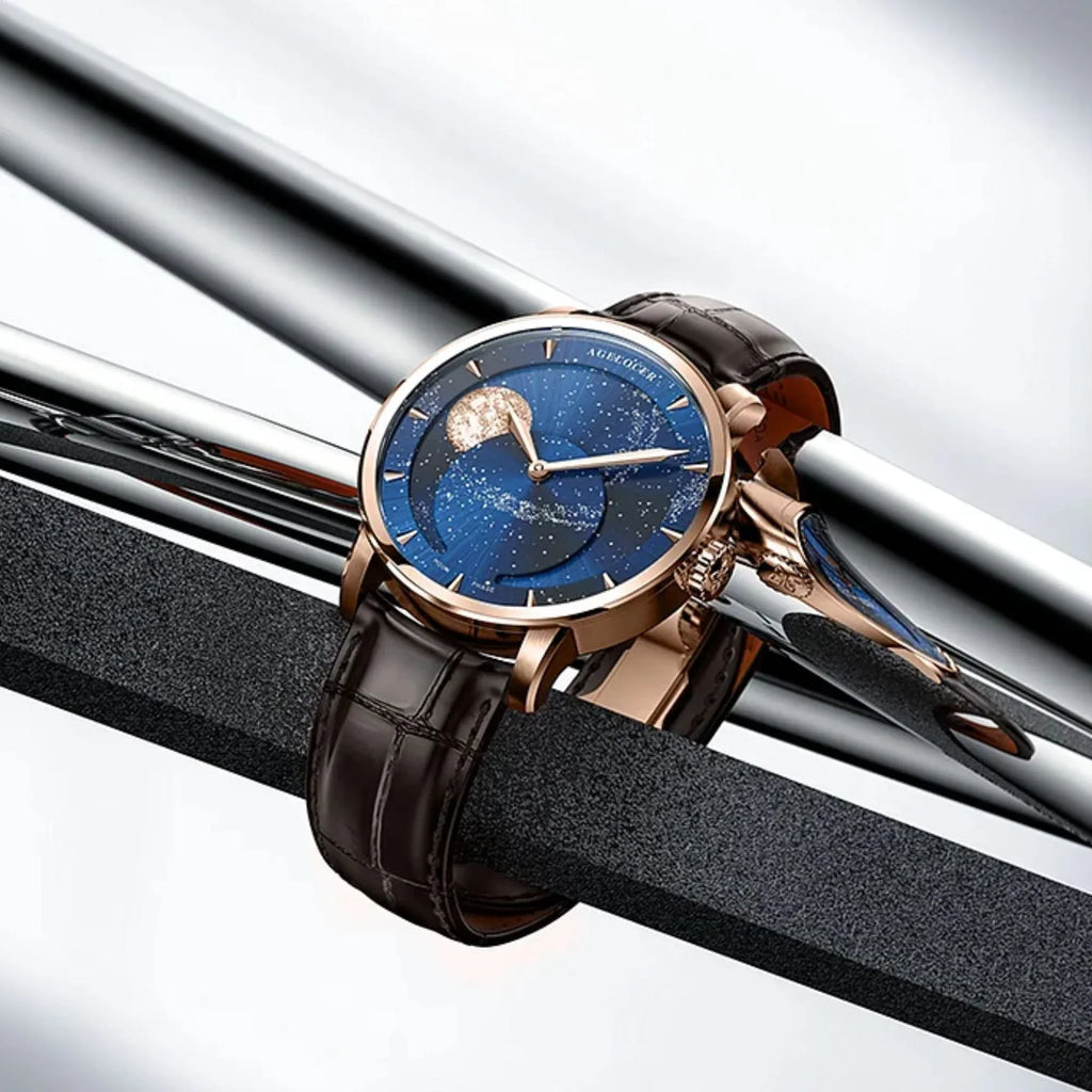Agelocer Astronomer Men's Automatic Mechanical Glaxy Moonphase Watch - DREAM WATCHES