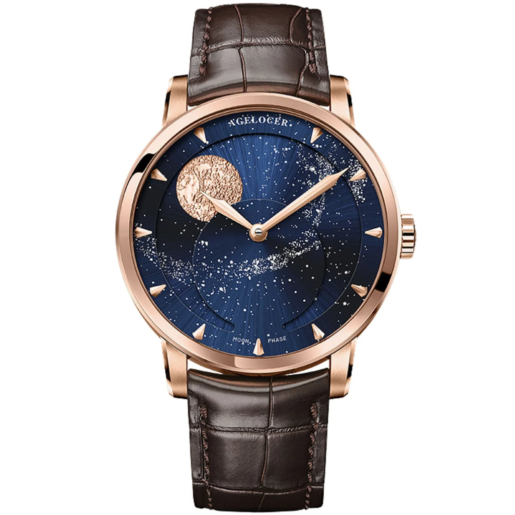 Agelocer Astronomer Men's Automatic Mechanical Glaxy Moonphase Watch - DREAM WATCHES