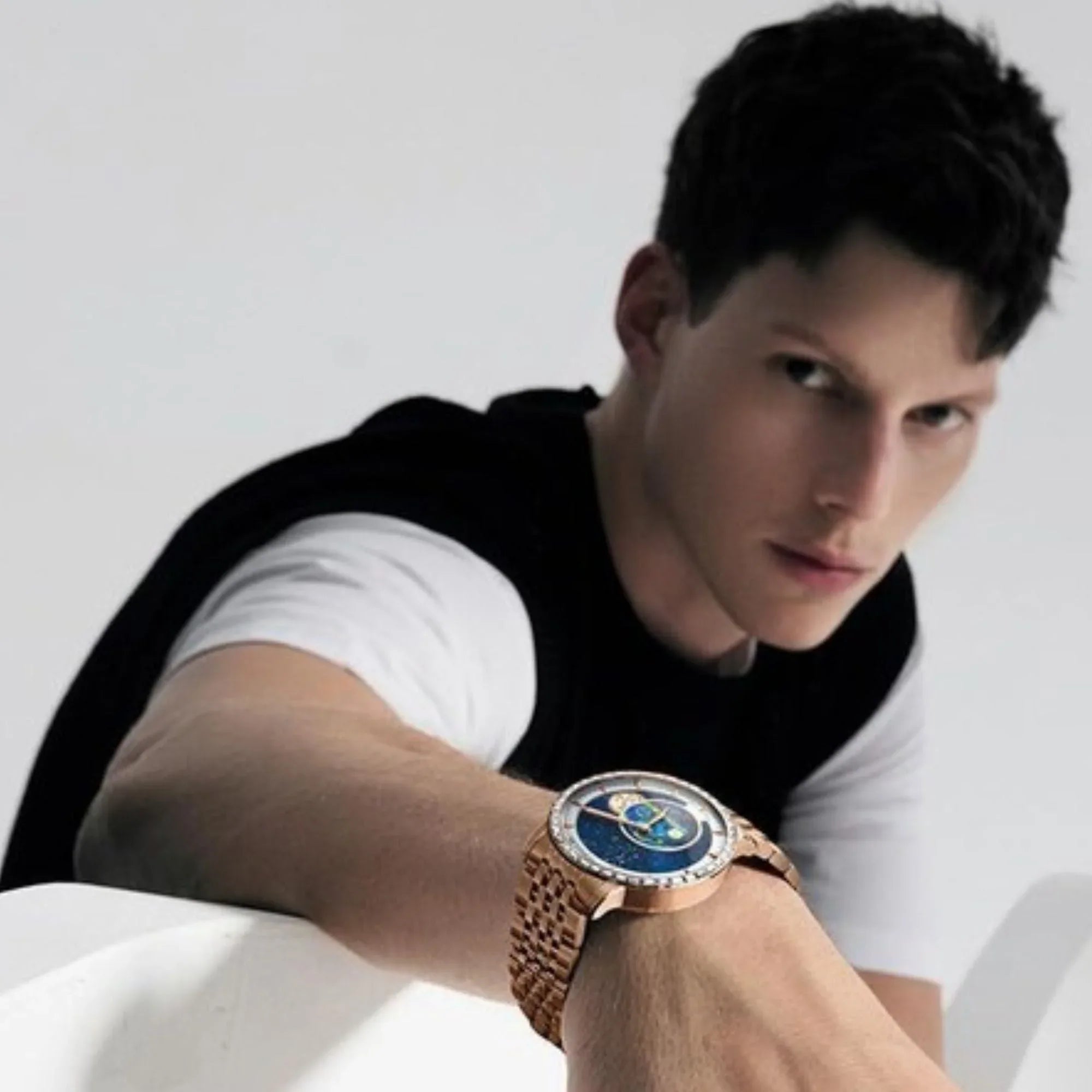 Agelocer Astronomer Men's Automatic Mechanical Glaxy Moonphase Watch Stainless Steel - DREAM WATCHES