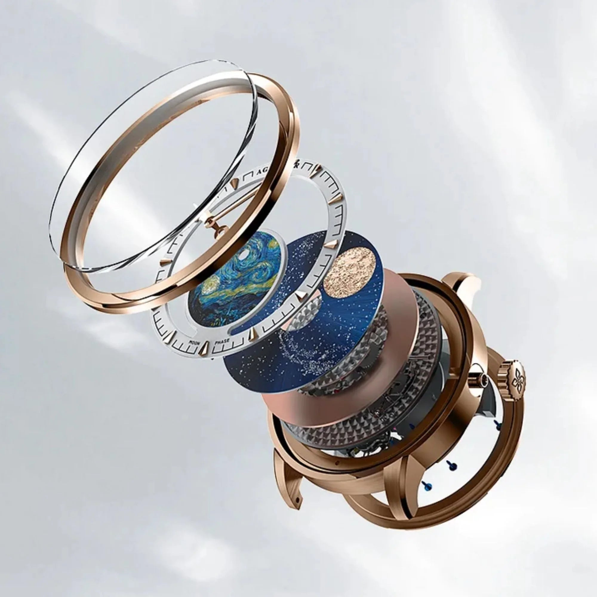 Agelocer Astronomer Men's Automatic Mechanical Glaxy Moonphase Watch Stainless Steel - DREAM WATCHES