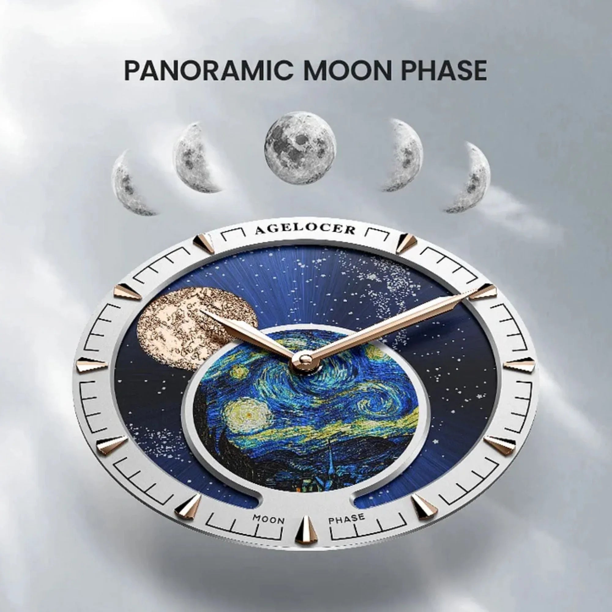 Agelocer Astronomer Men's Automatic Mechanical Glaxy Moonphase Watch Stainless Steel - DREAM WATCHES