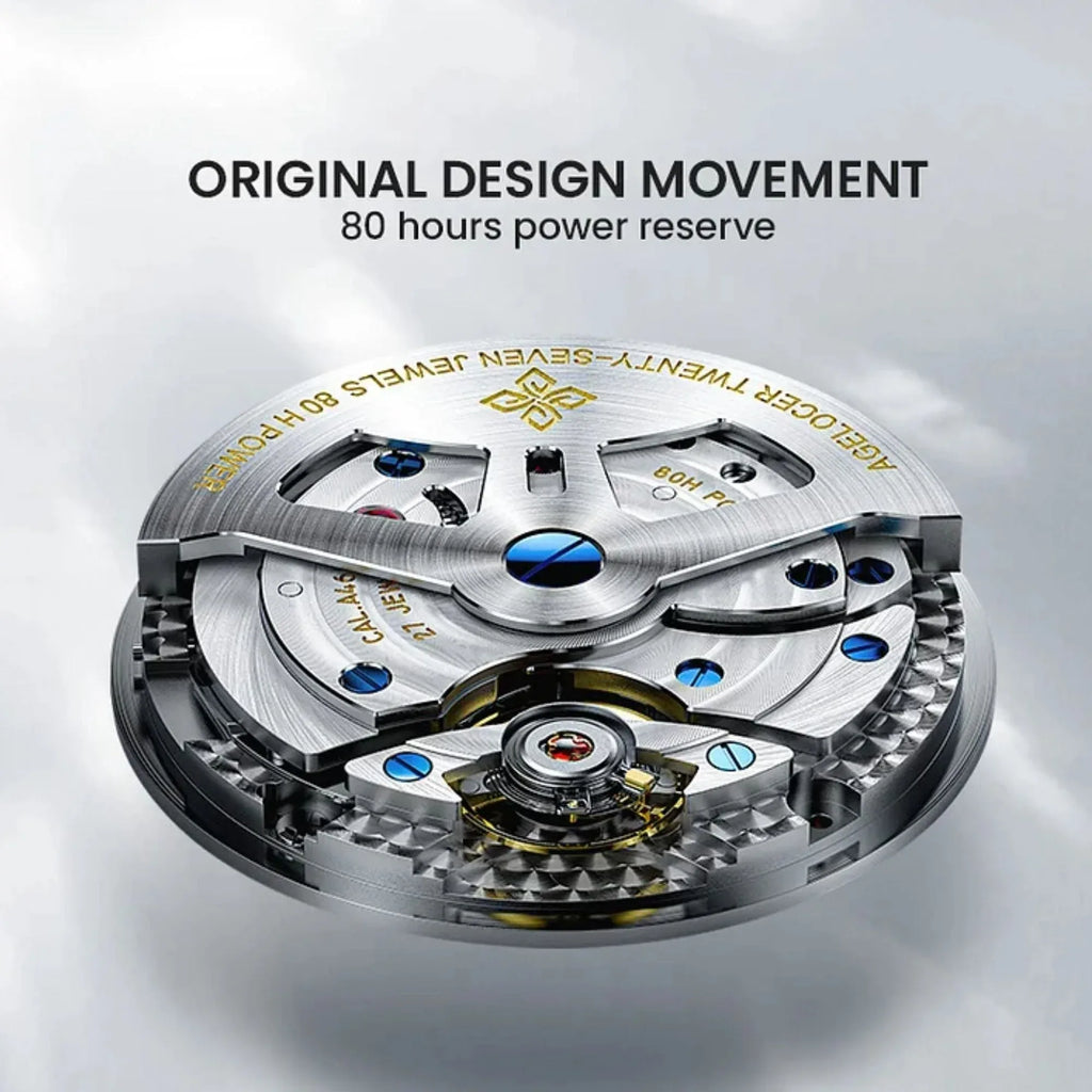 Agelocer Astronomer Original Men's Automatic Mechanical Gold Glaxy Moonphase Watch Steel Belt - DREAM WATCHES
